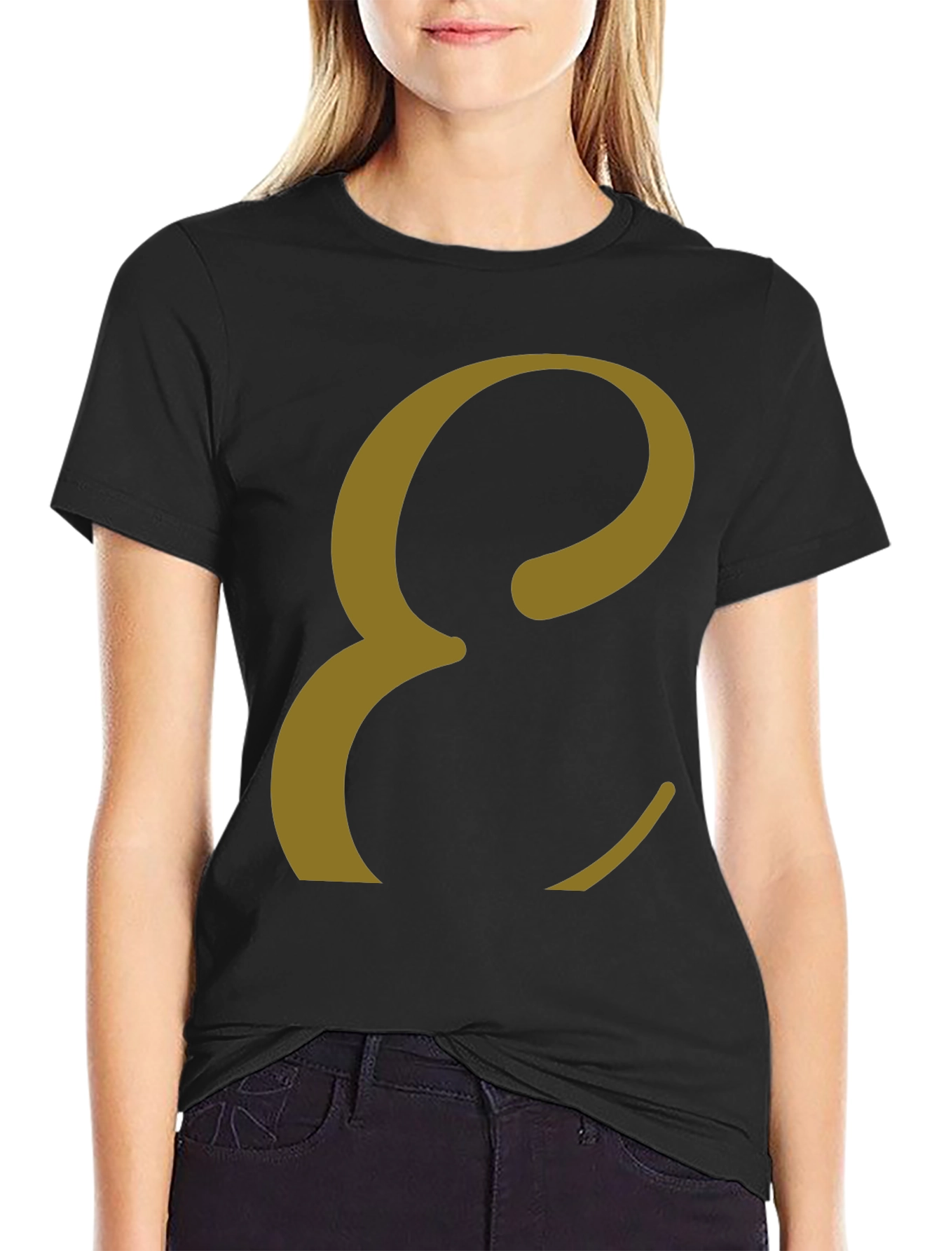 Black Elegant Letter E T-Shirt - Stylish Graphic Tee view 2