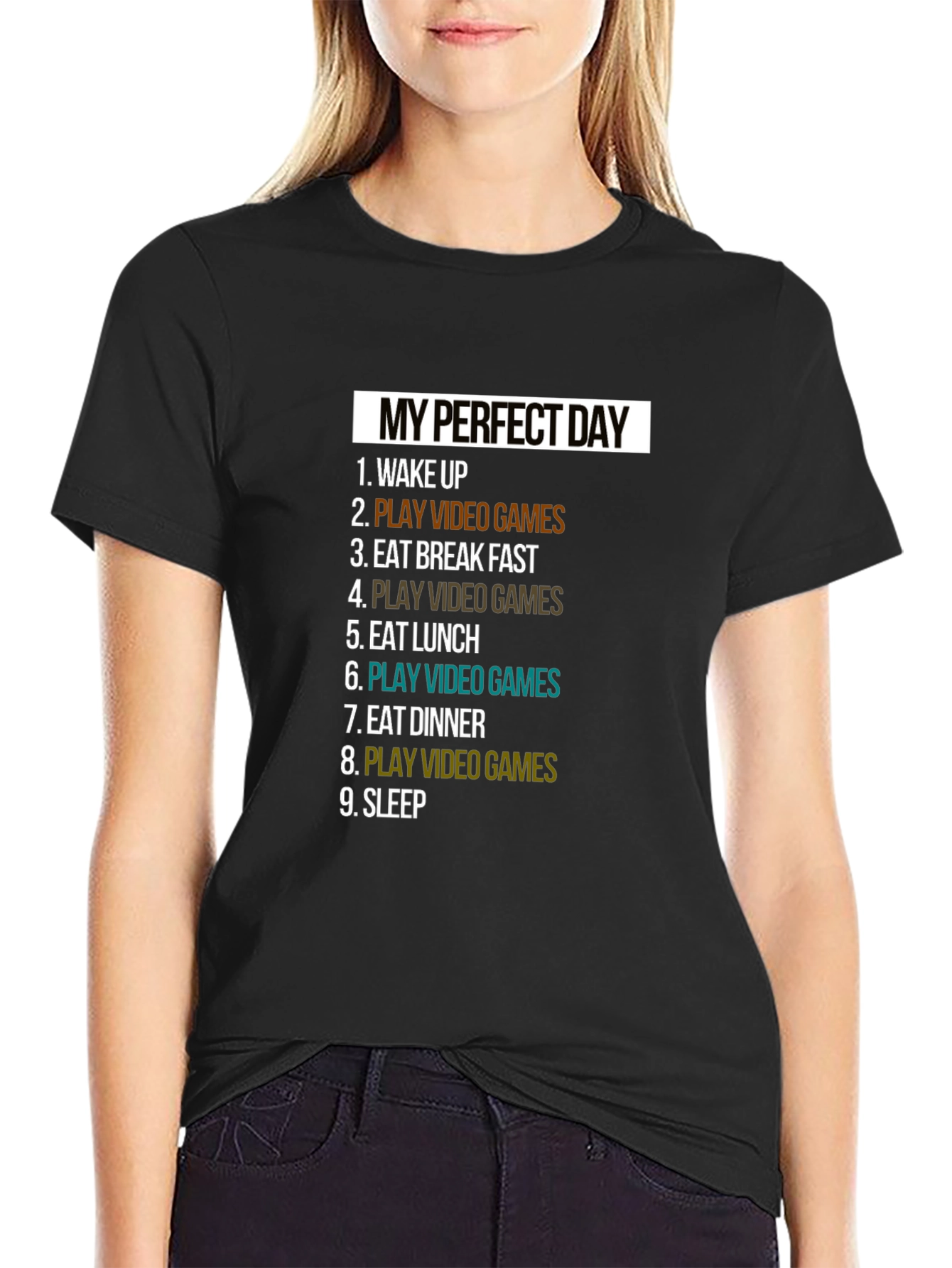 Black My Perfect Day Video Game T-Shirt view 2