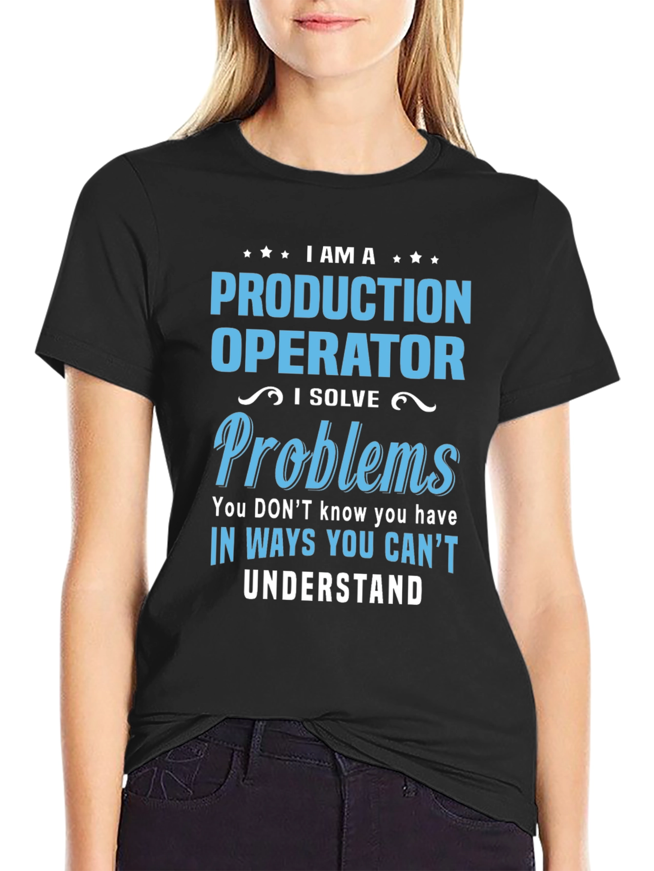 Black Production Operator Novelty Graphic T-Shirt view 2