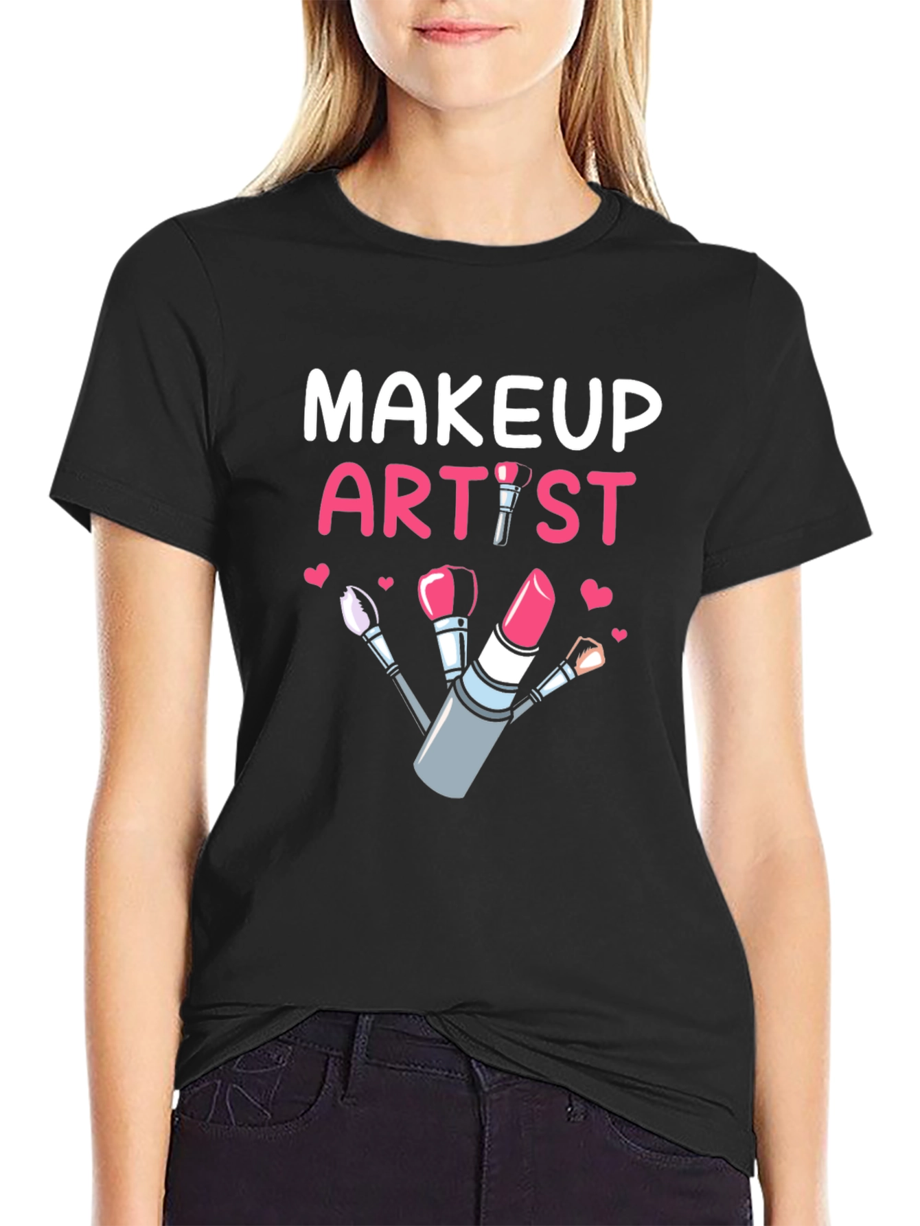 Black Makeup Artist T-Shirt - Cute Graphic Tee view 2