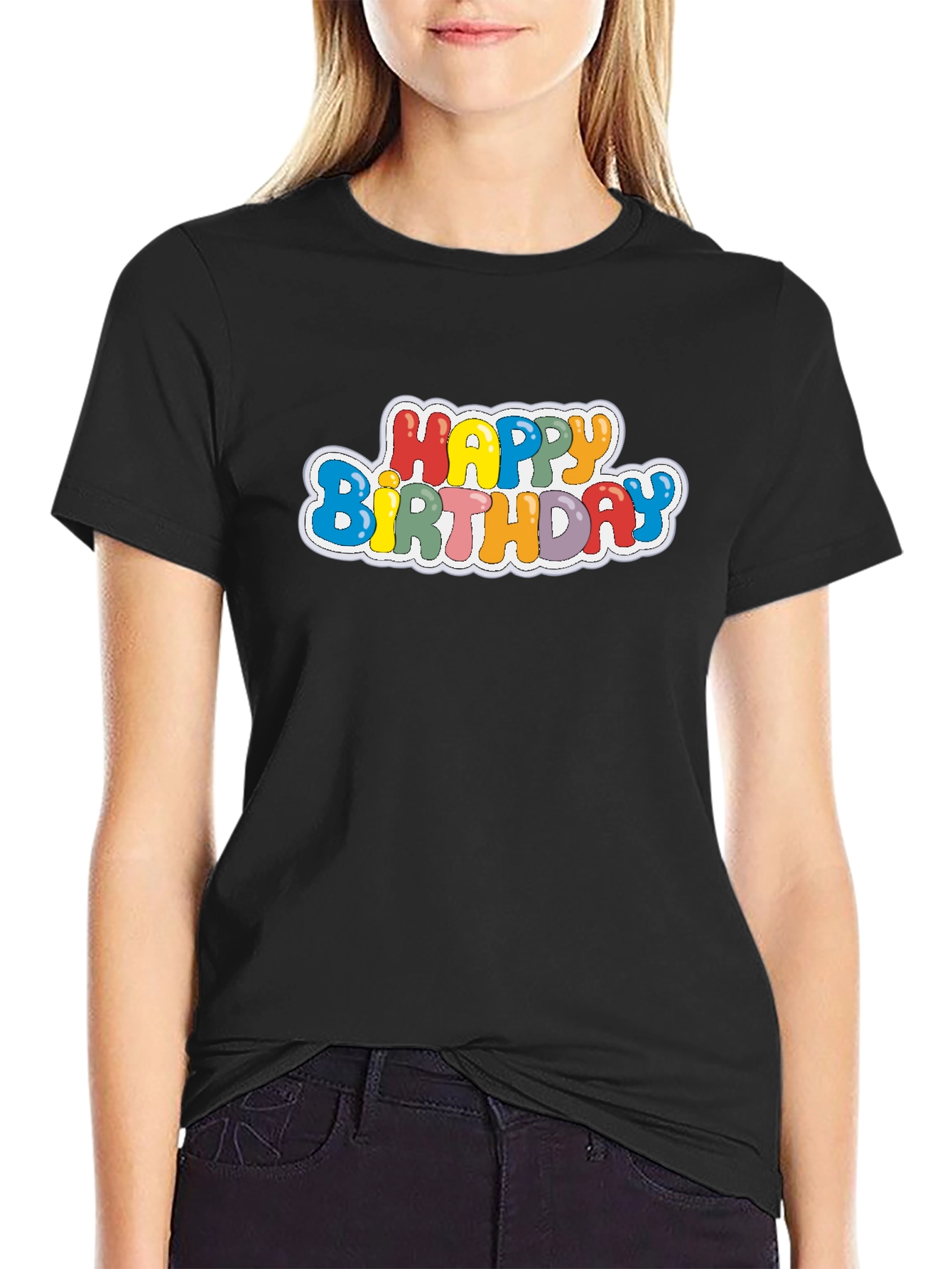 Black Happy Birthday Graphic Tee - Black T-Shirt view 2