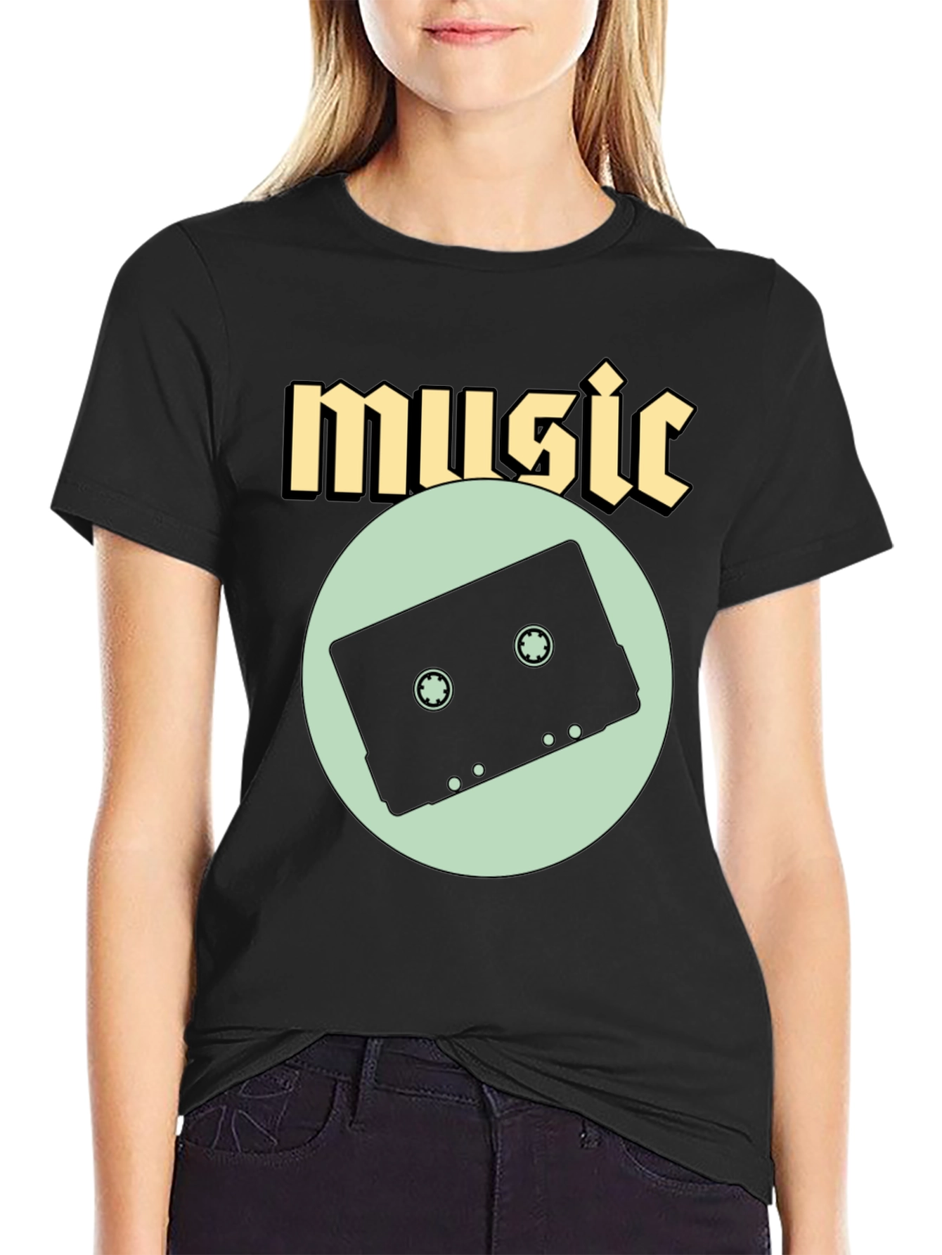 Black Music Cassette Graphic Tee view 2