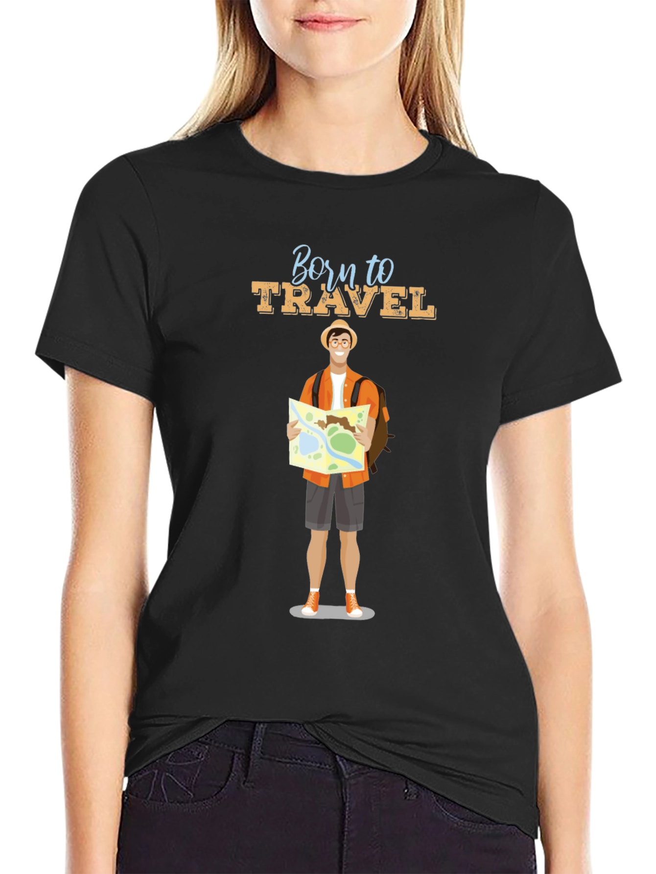 Black Born to Travel Graphic Tee - Adventure Awaits! view 2