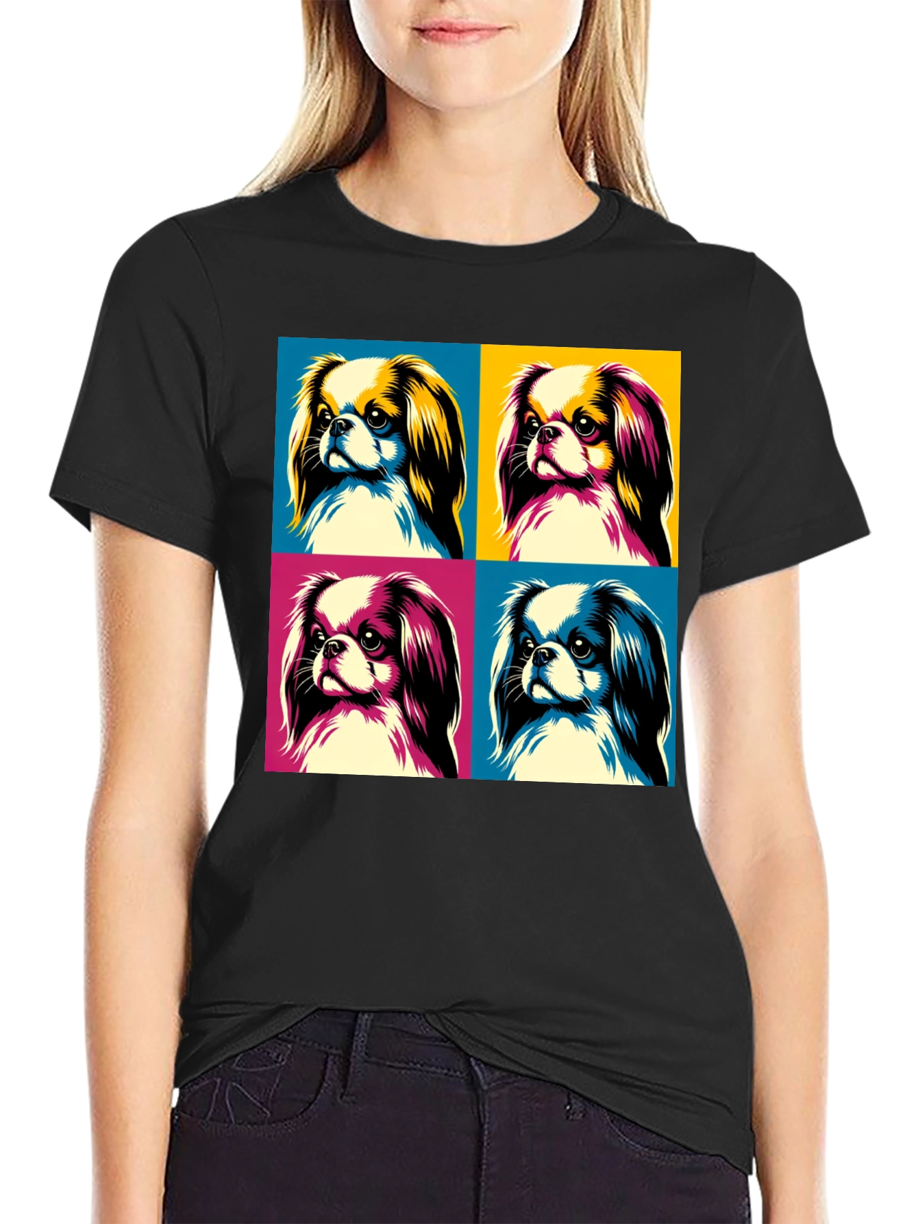 Black Pop Art Dog Graphic Tee - Stylish Canine Design view 2