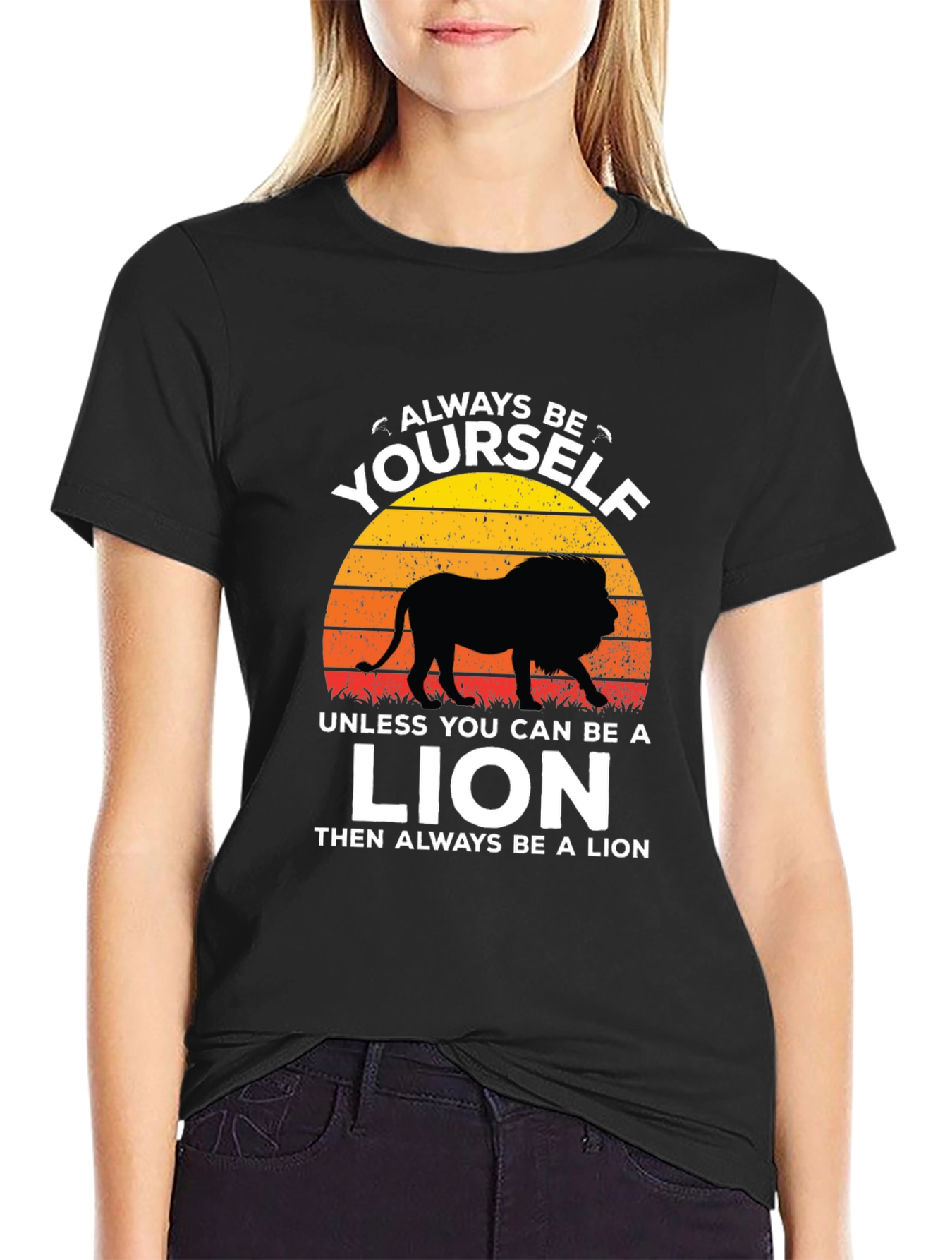 Black Always Be Yourself Unless Lion T-Shirt view 2
