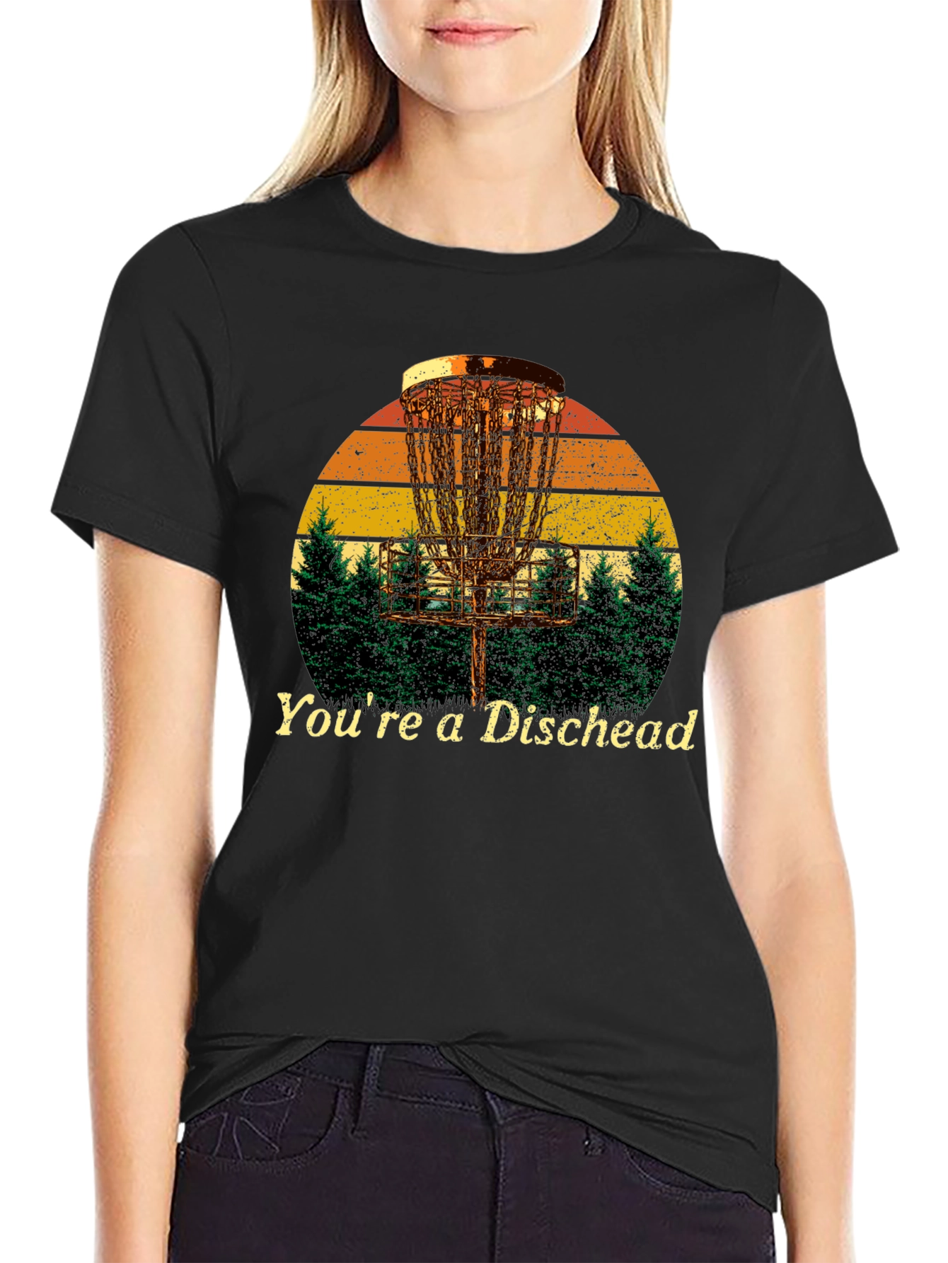 Black You're a Dischead T-Shirt - Disc Golf Design view 2