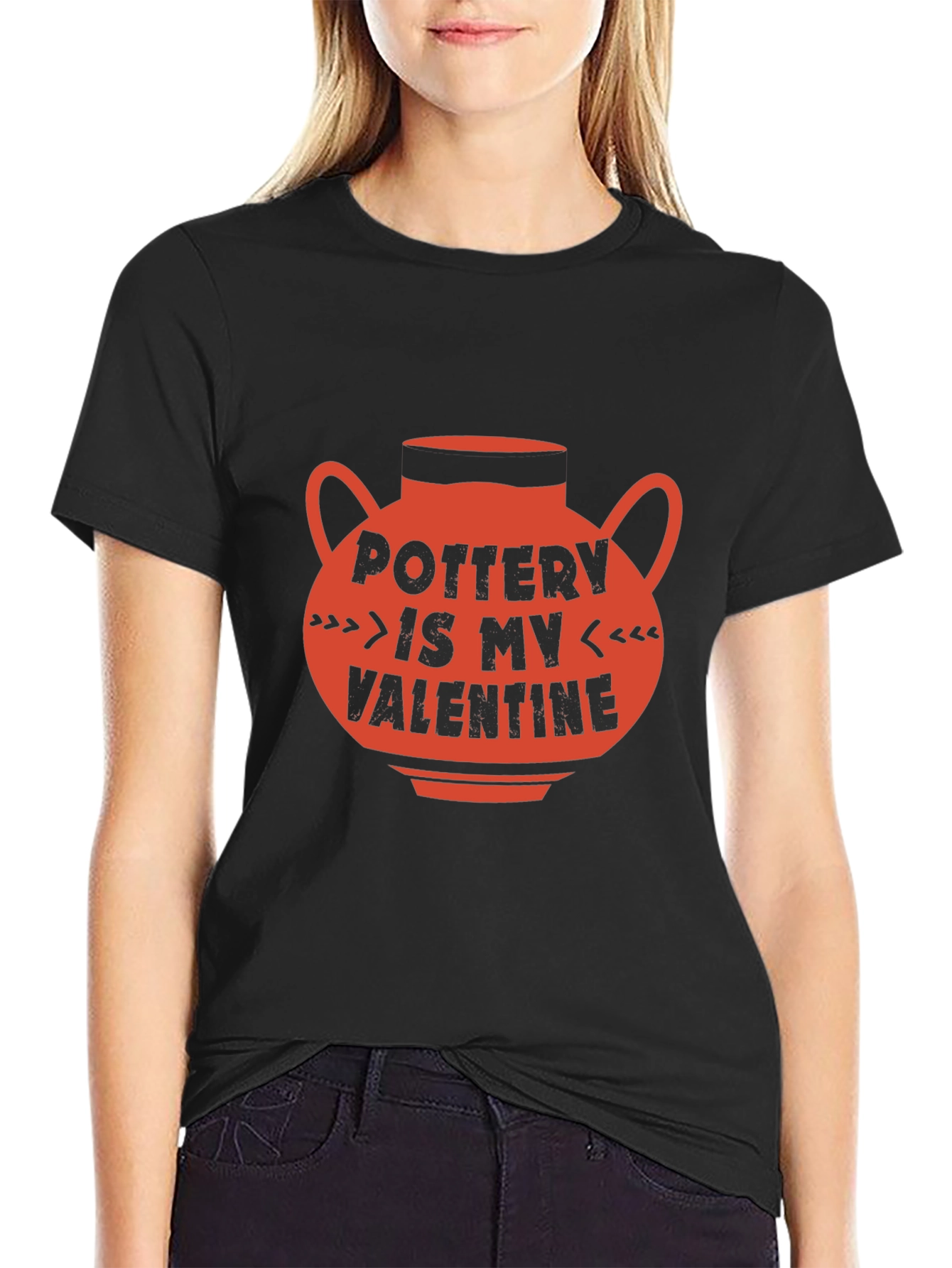 Black Pottery Is My Valentine T-Shirt view 2