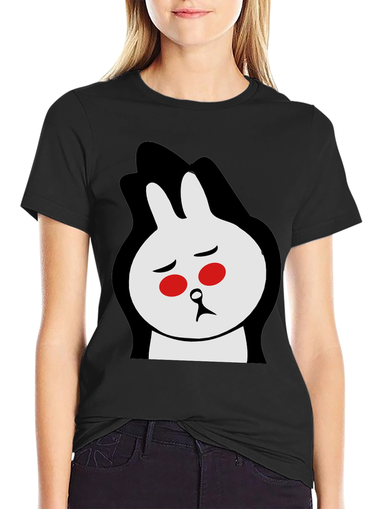 Black Sad Bunny Graphic Tee - Black Cotton Blend view 2