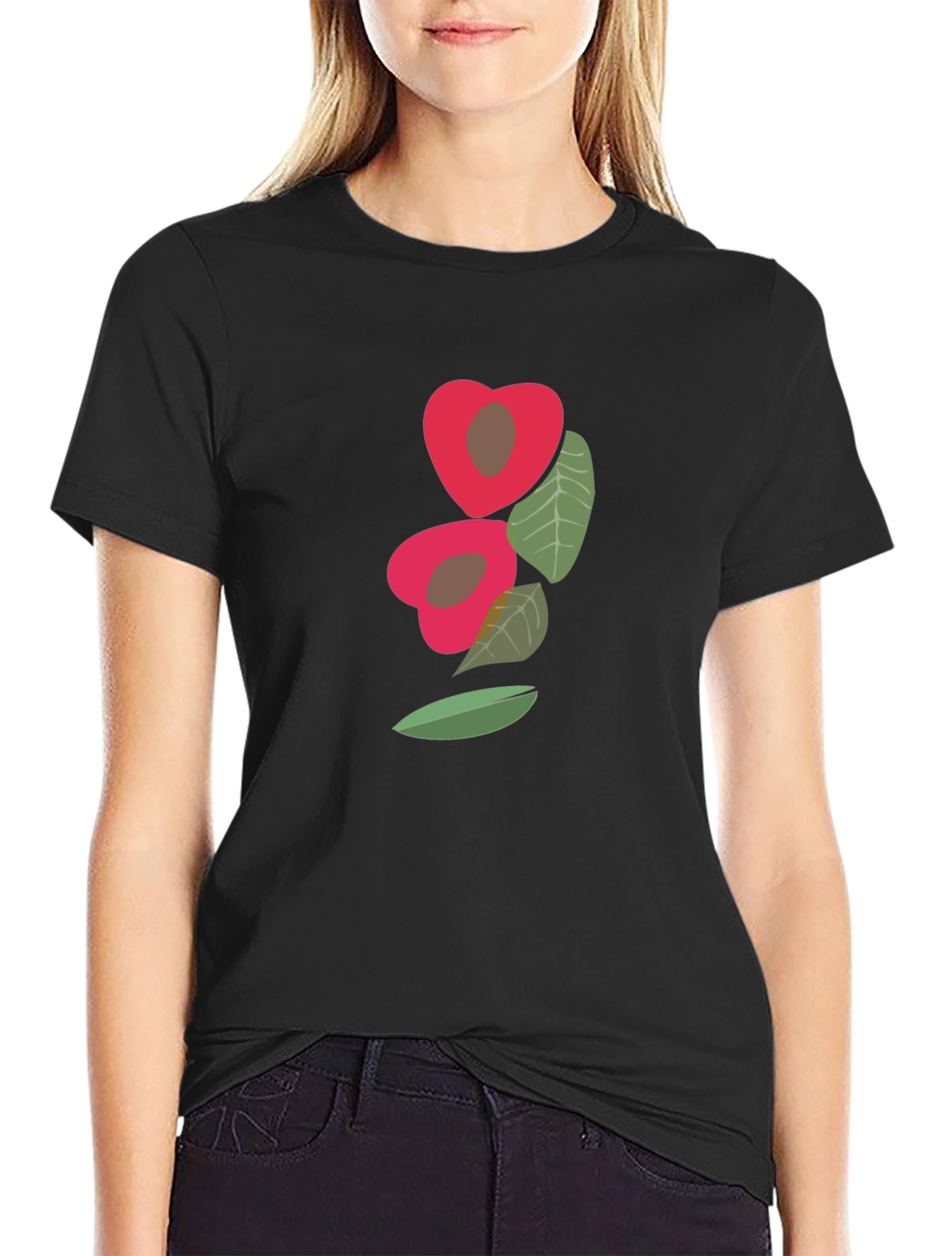 Black Unique Fruit Graphic Tee - Modern Casual Style view 2