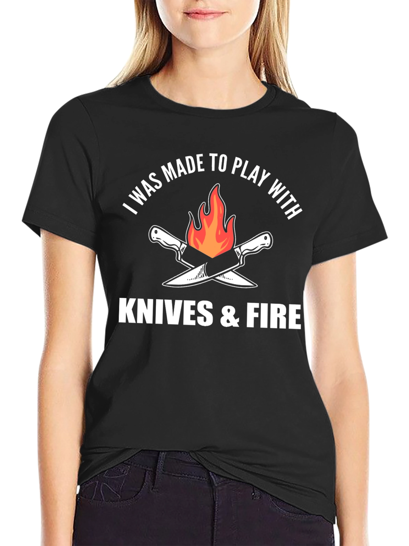 Black Knives & Fire Graphic Tee - Chef, Cooking, Barbecue view 2