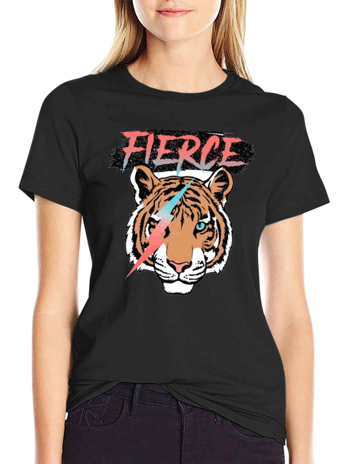Black Fierce Tiger Graphic Tee view 2