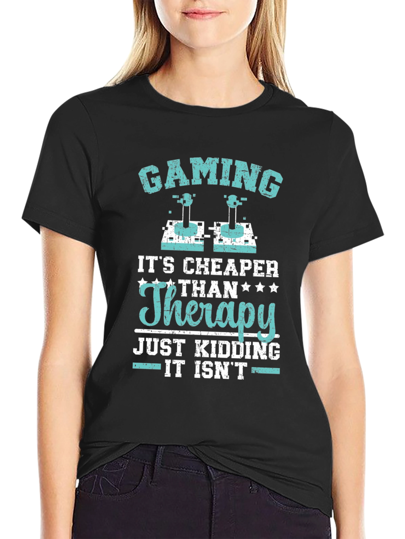 Black Gaming is Cheaper Than Therapy Graphic Tee view 2