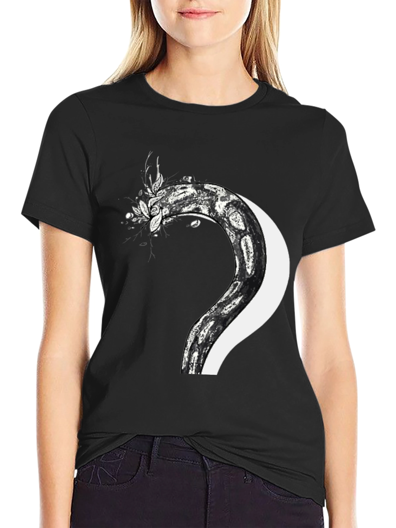 Black Serpent & Moon Graphic Tee - Men's Black T-Shirt view 2