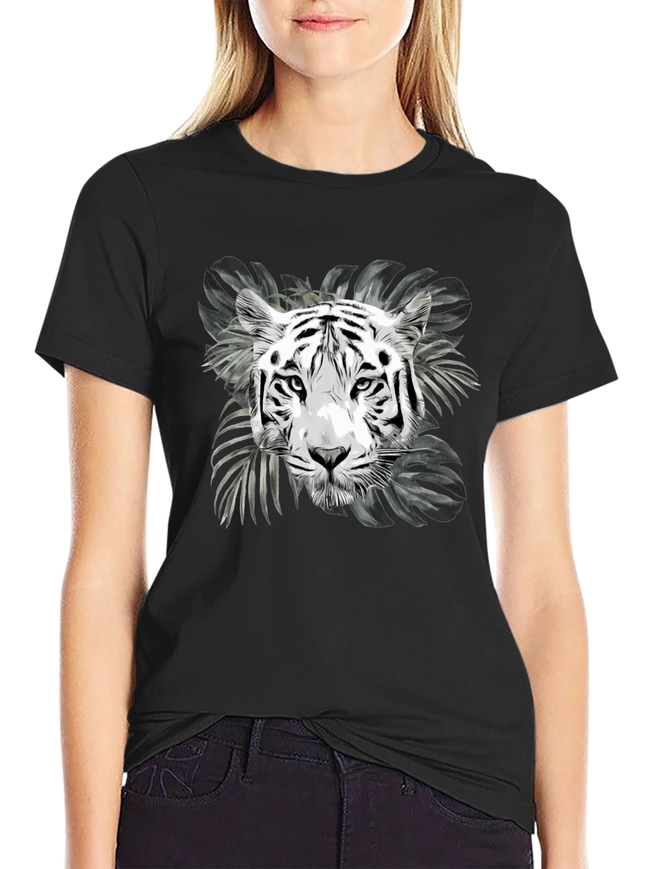 Black Tiger Graphic Print Black T-Shirt view 2