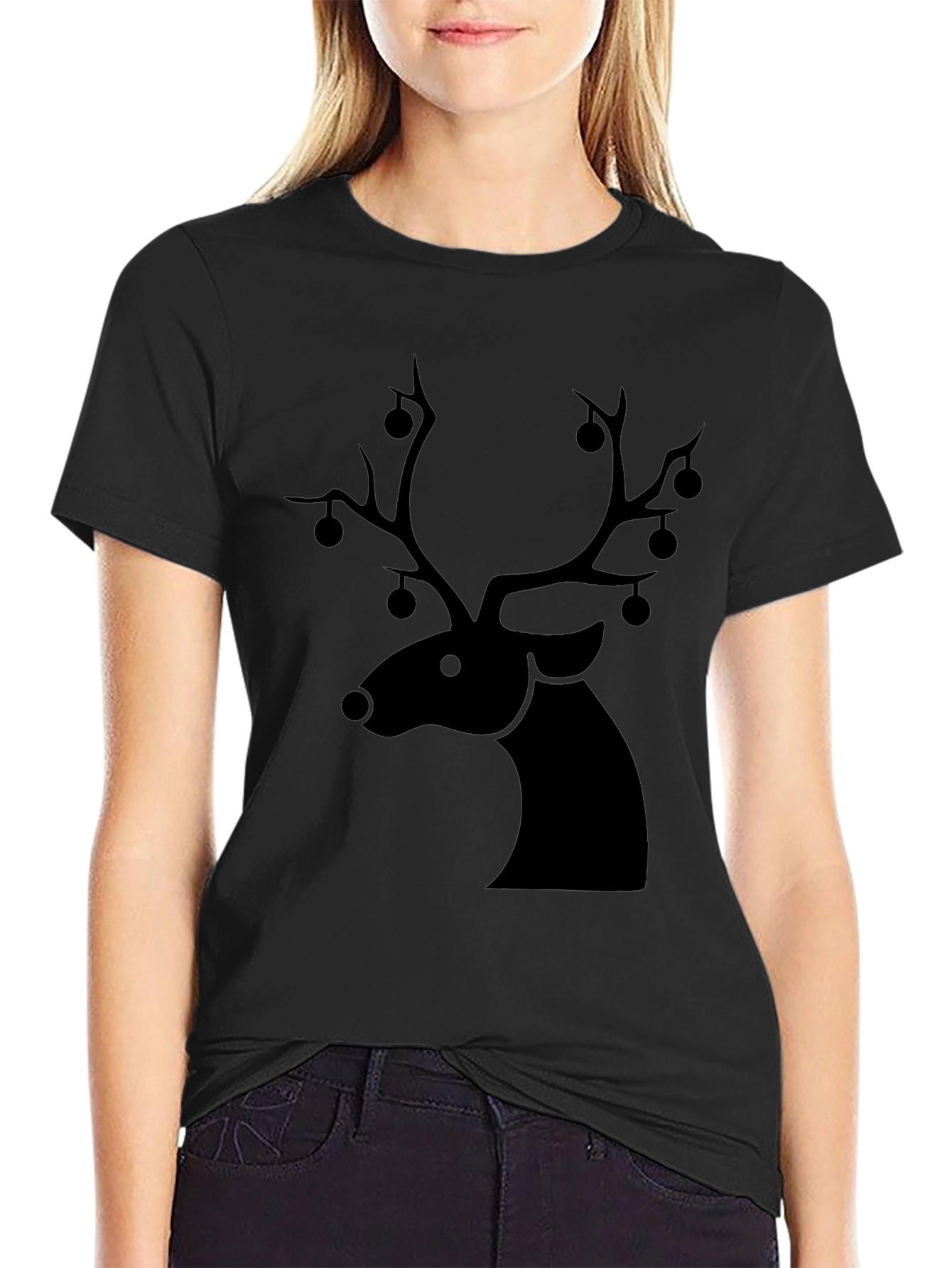 Black Festive Deer Graphic Tee view 2