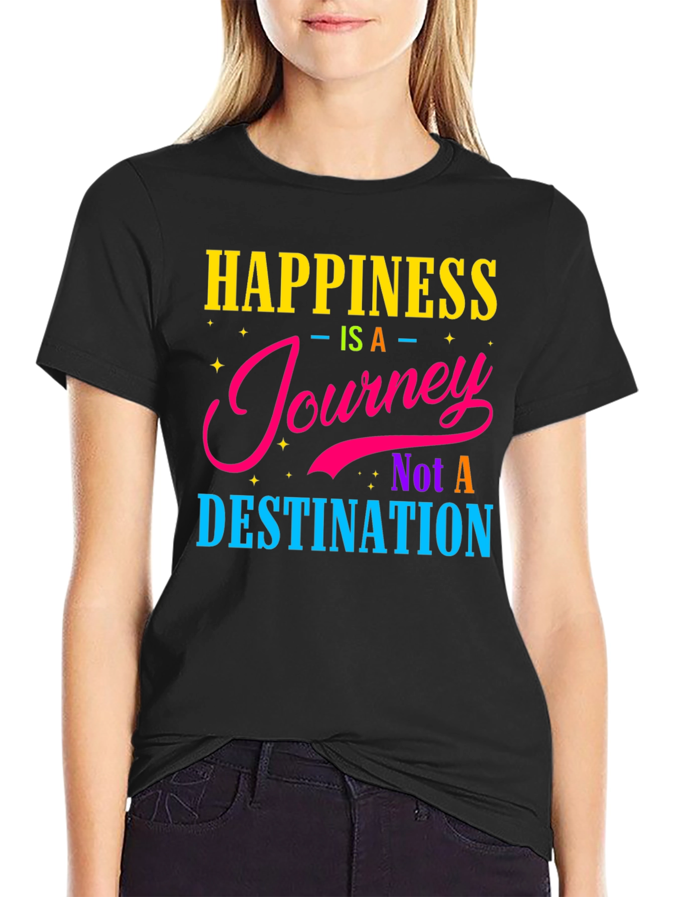 Black Happiness Journey Graphic T-Shirt view 2