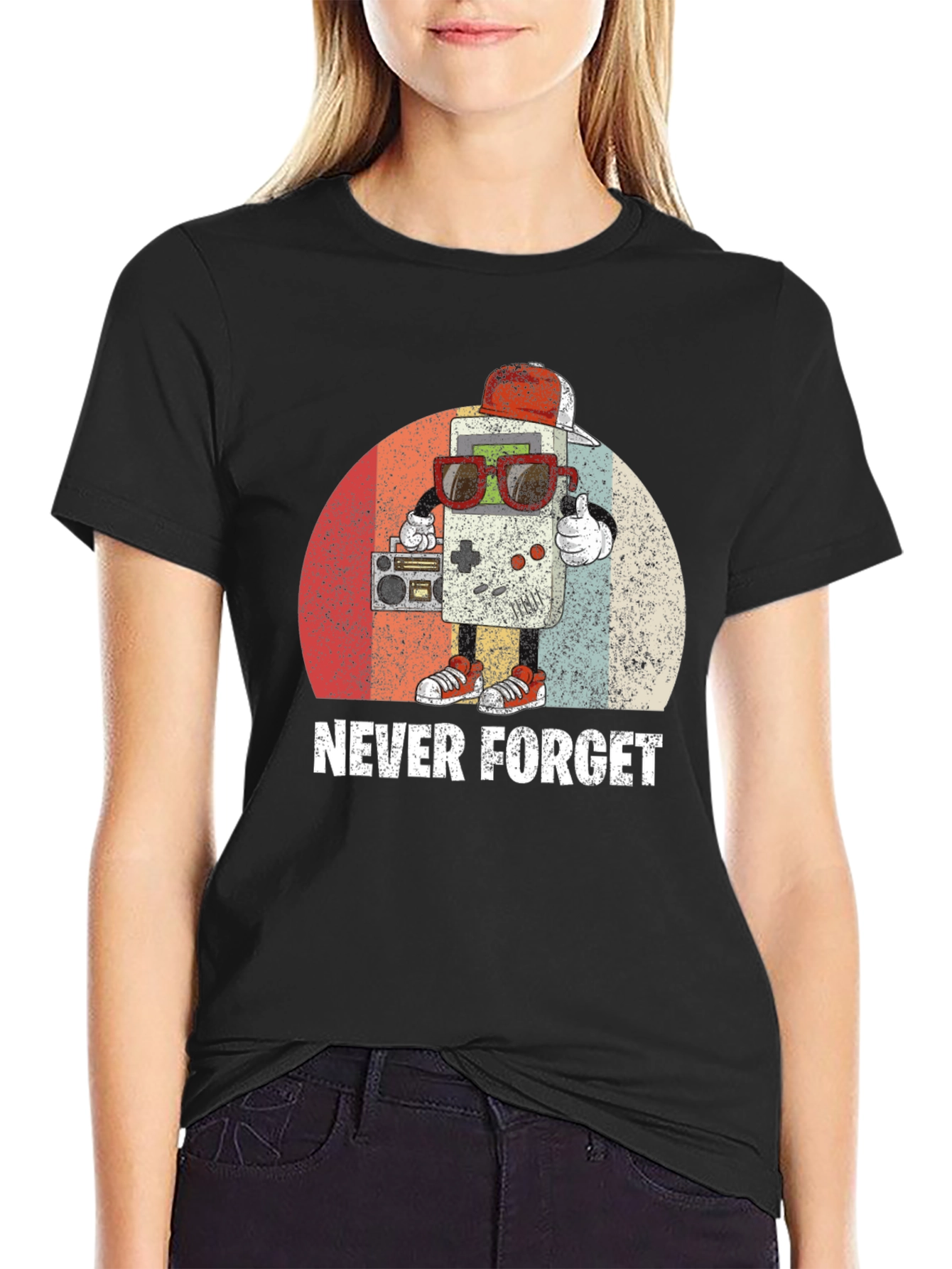 Black Retro Gaming Never Forget T-Shirt - Black view 2