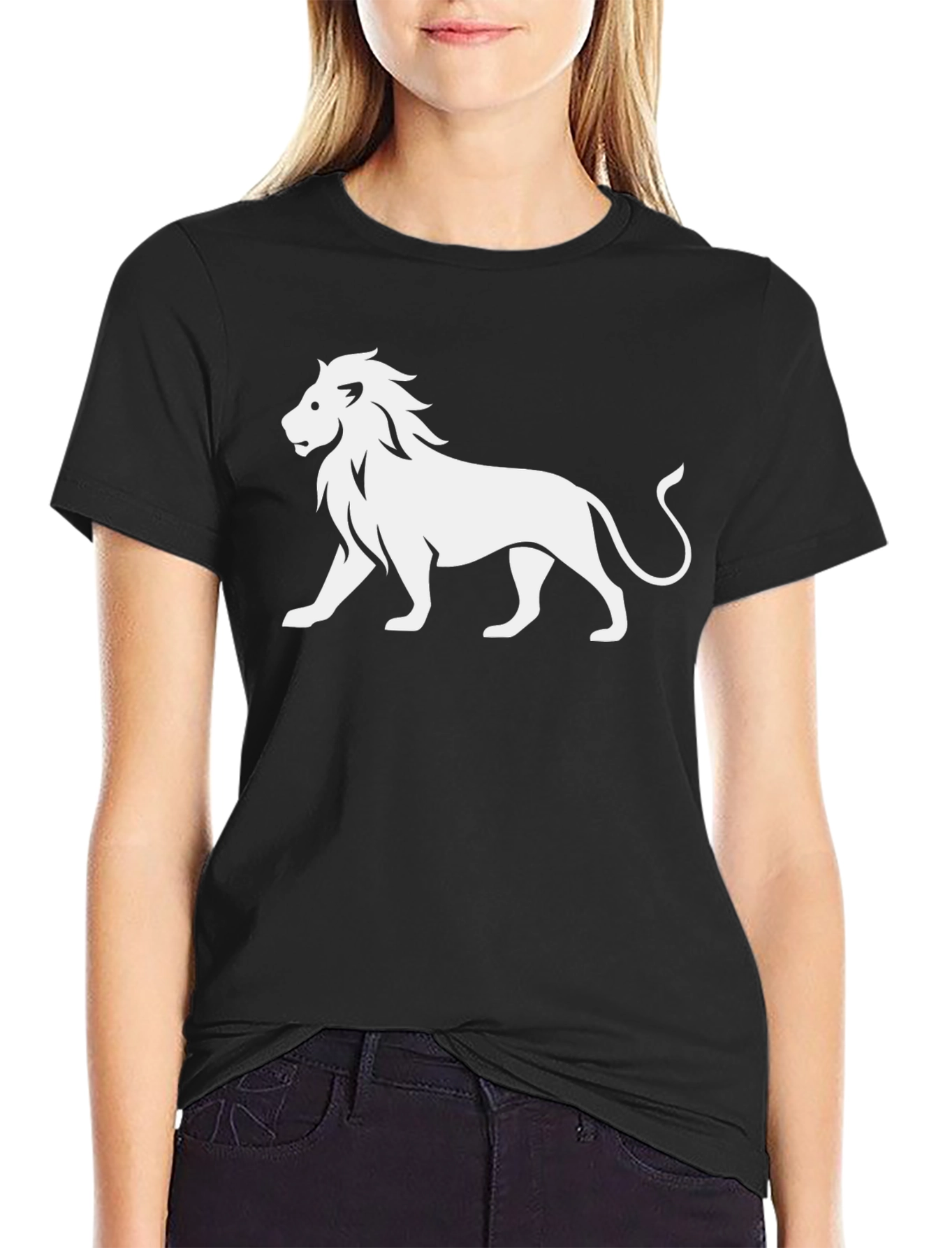 Black Lion Graphic Print Black T-Shirt view 2
