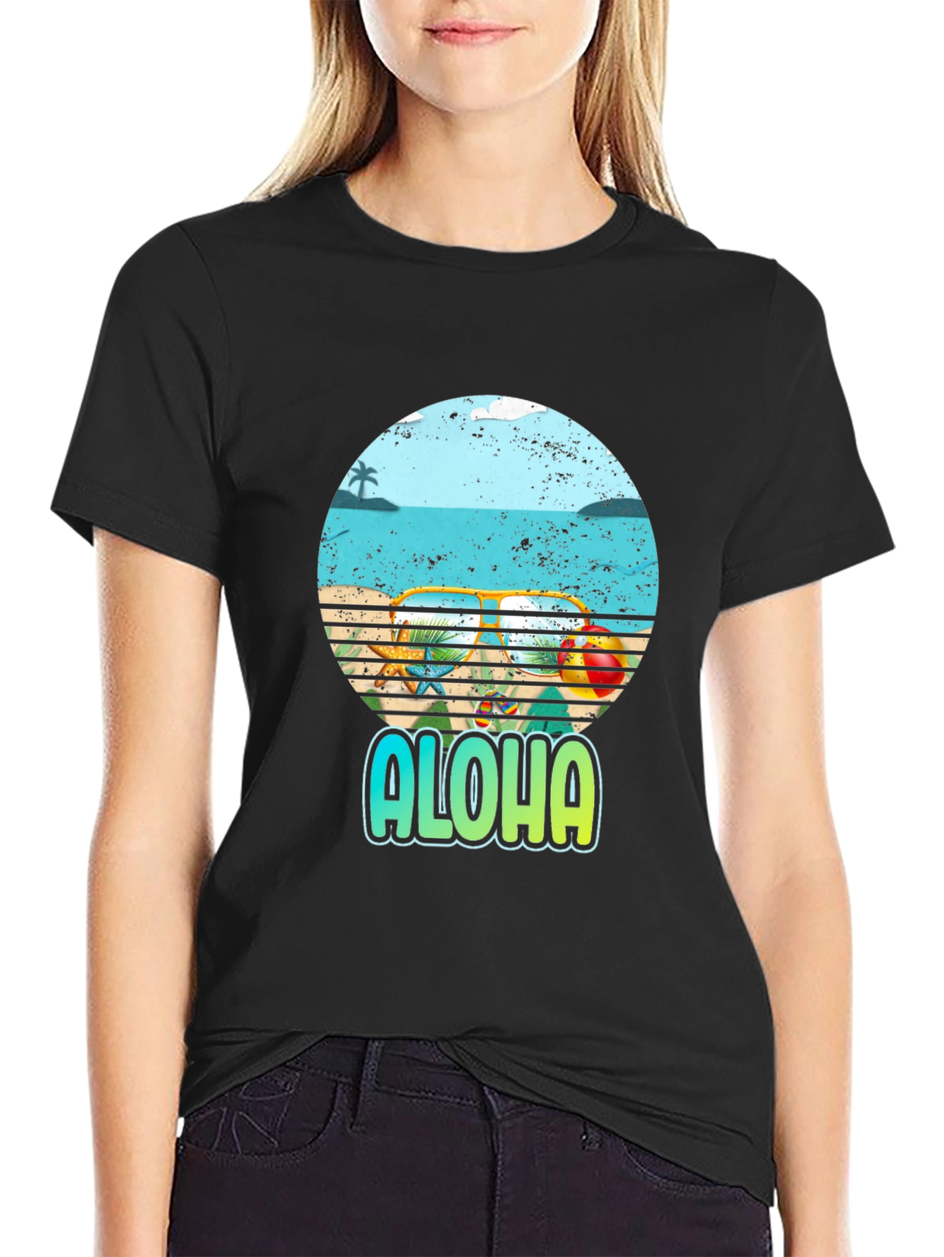 Black Aloha Beach Graphic T-Shirt - Summer Ready view 2