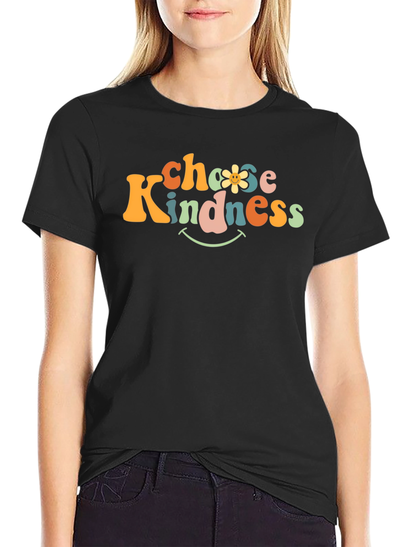 Black Choose Kindness Graphic Tee - Retro Style view 2