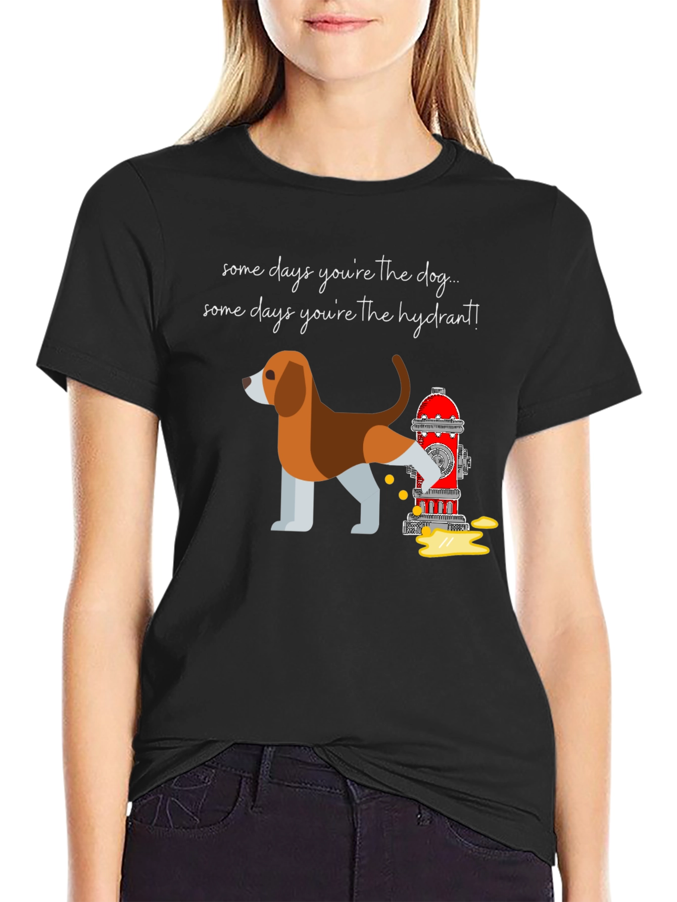 Black Dog and Hydrant Graphic T-Shirt - Funny & Stylish view 2