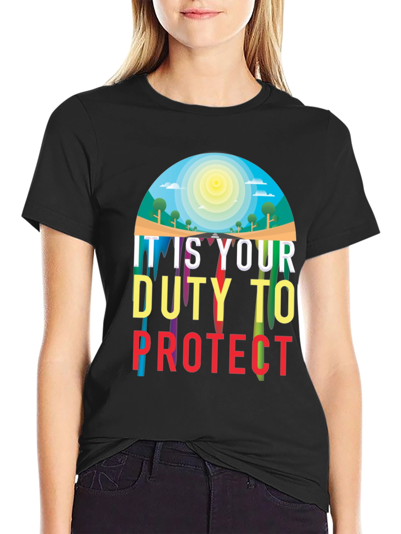 Black Duty to Protect Graphic T-Shirt view 2