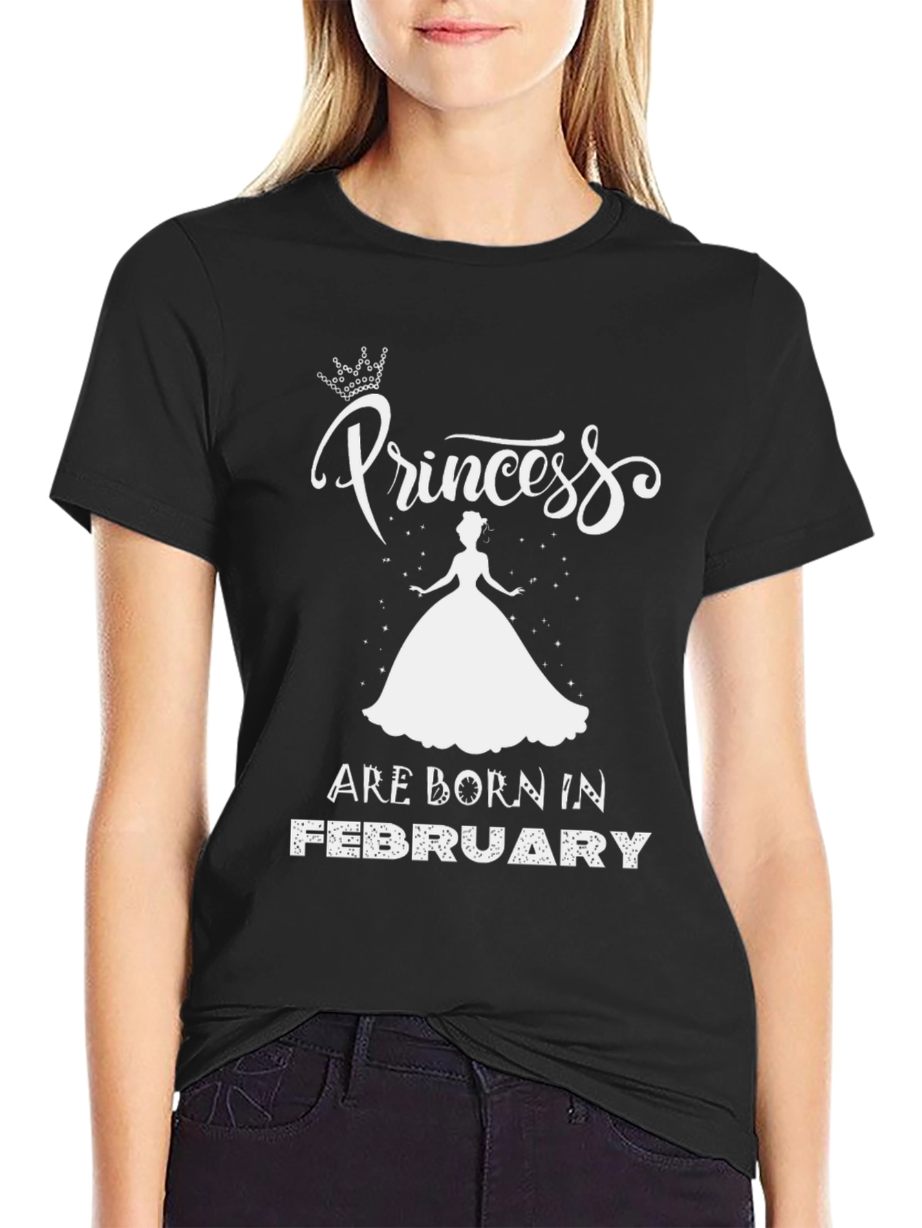 Princess Born in February Black T-Shirt - 2