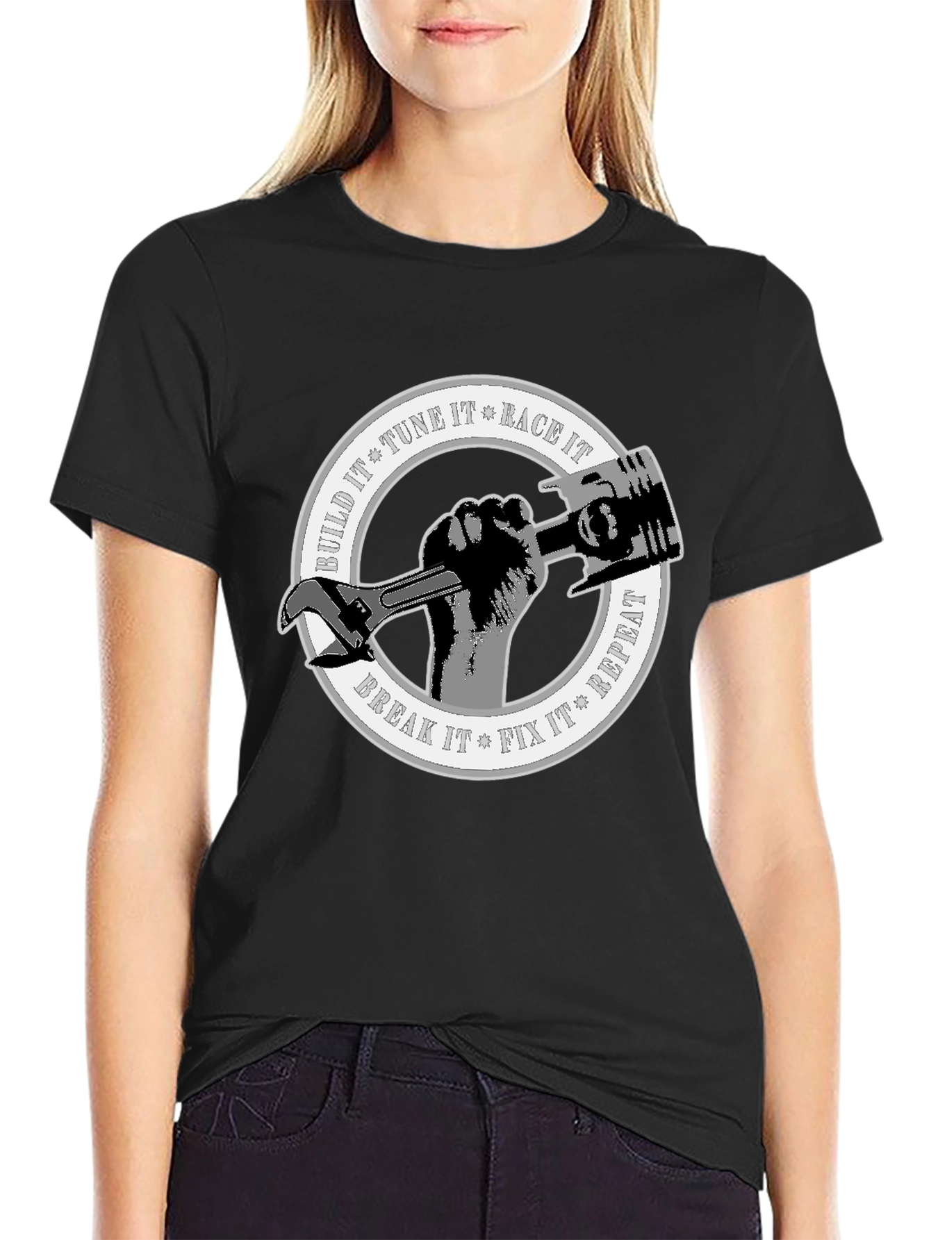 Black Build, Tune, Race, Repeat T-Shirt view 2