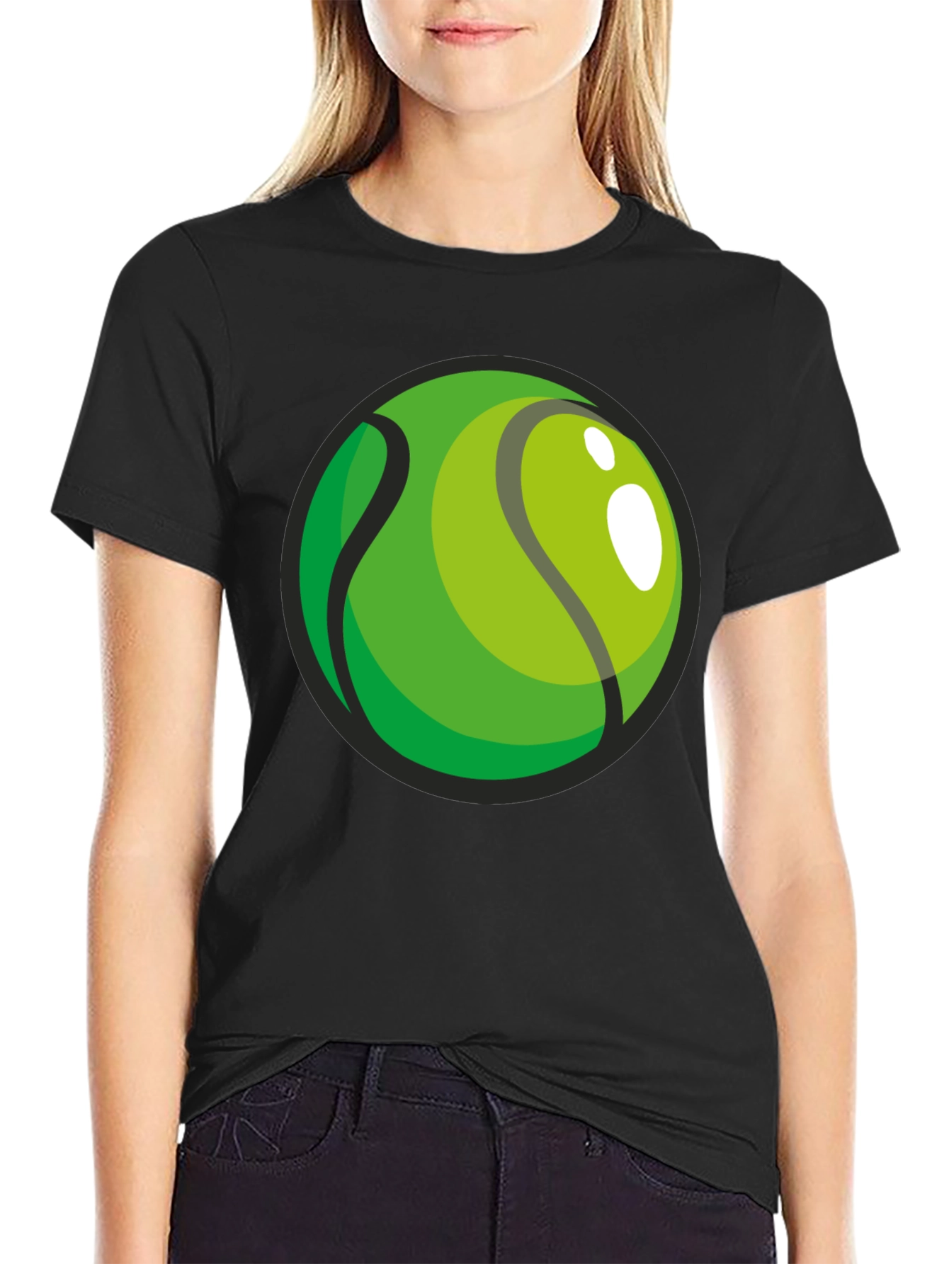 Black Tennis Ball Graphic Black T-Shirt view 2