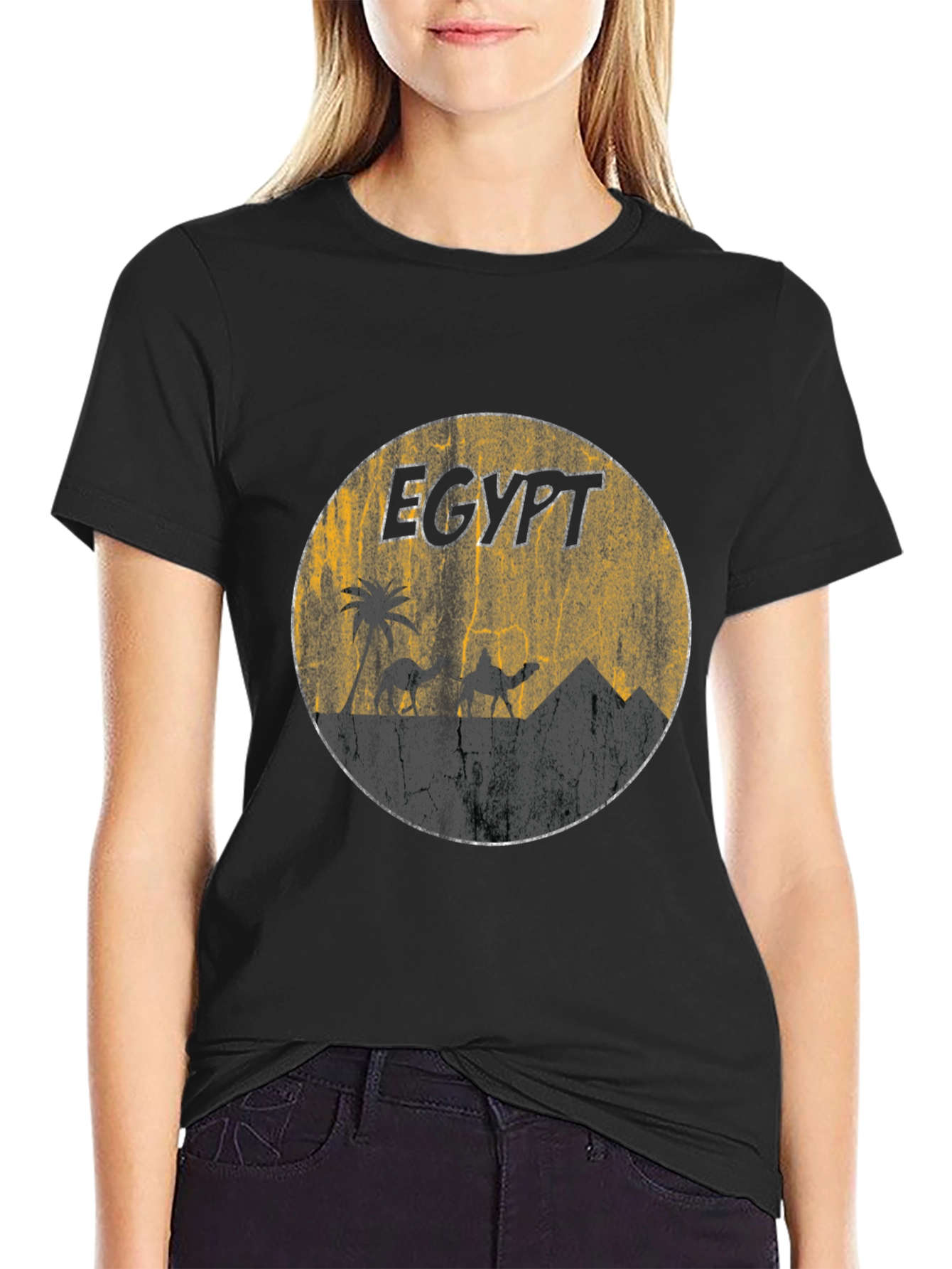 Black Egypt Vintage Graphic T-Shirt view 2