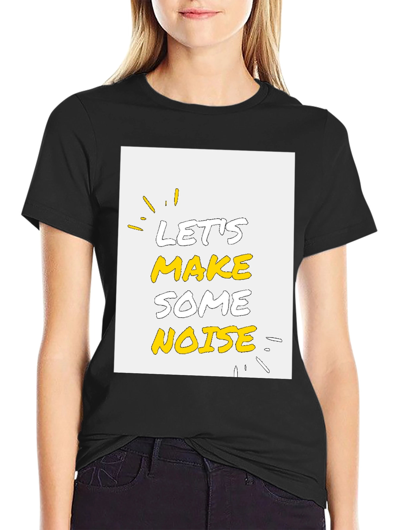 Black Let's Make Some Noise Graphic Tee - Black Cotton T-Shirt view 2