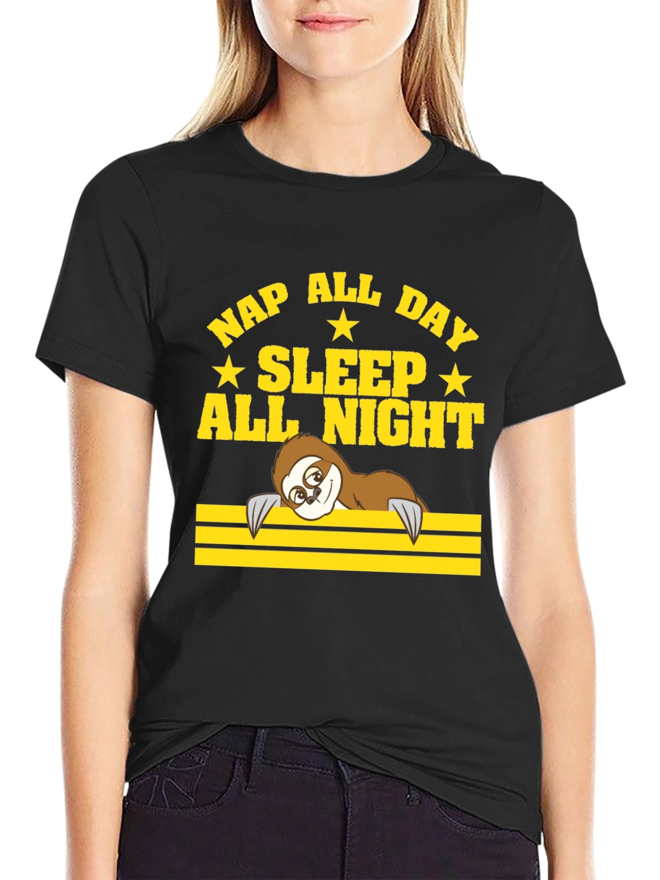 Black Nap All Day Sloth T-Shirt view 2
