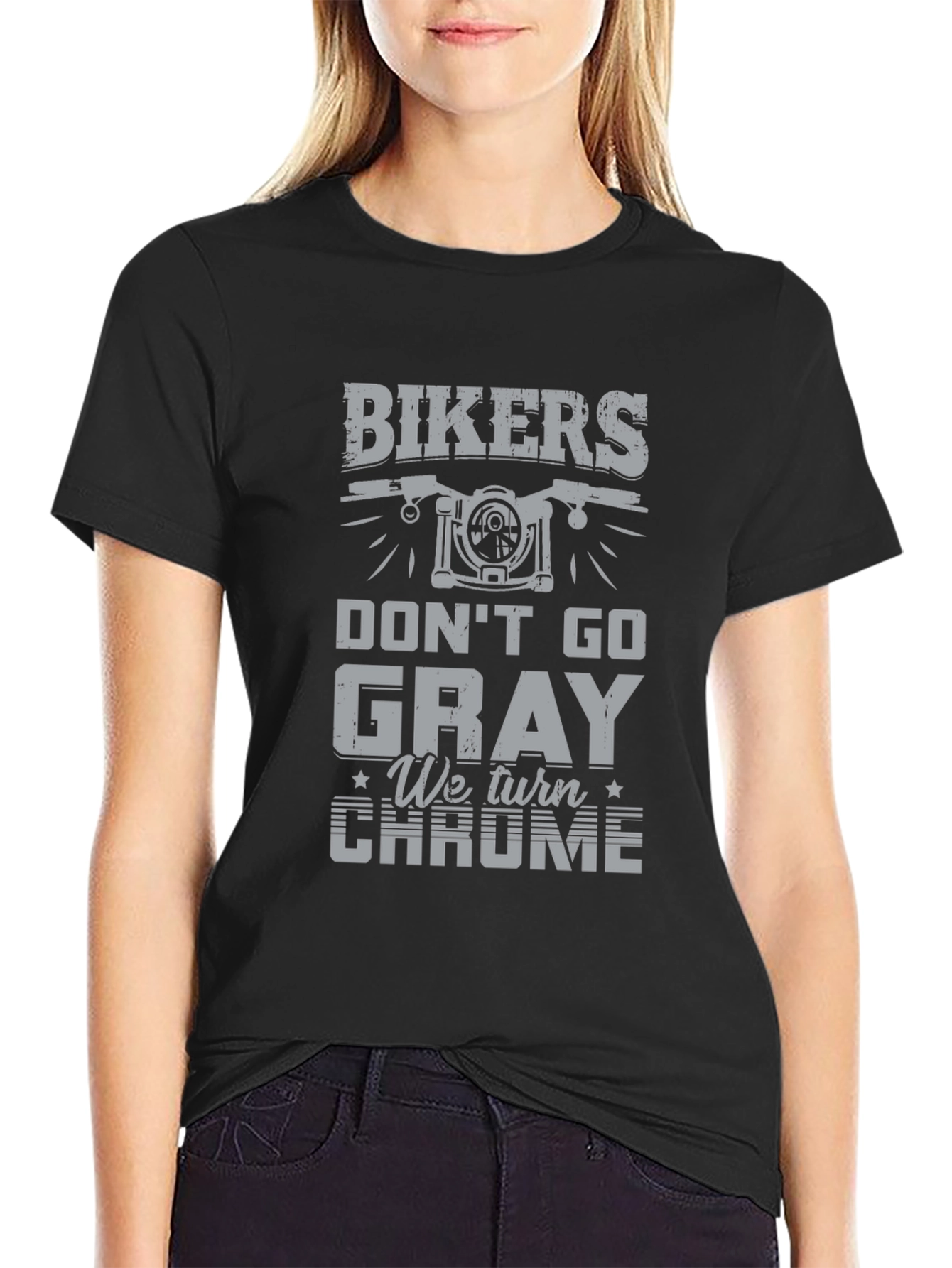 Black Bikers Don't Go Gray - Chrome T-Shirt view 2
