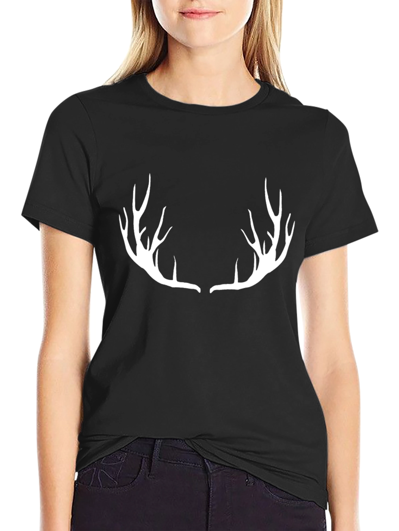 Black Antler Graphic Tee - Black Cotton Blend view 2