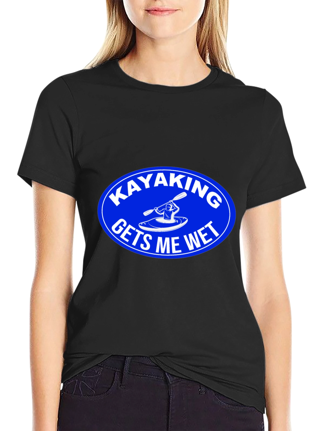 Black Kayaking Gets Me Wet Graphic T-Shirt view 2