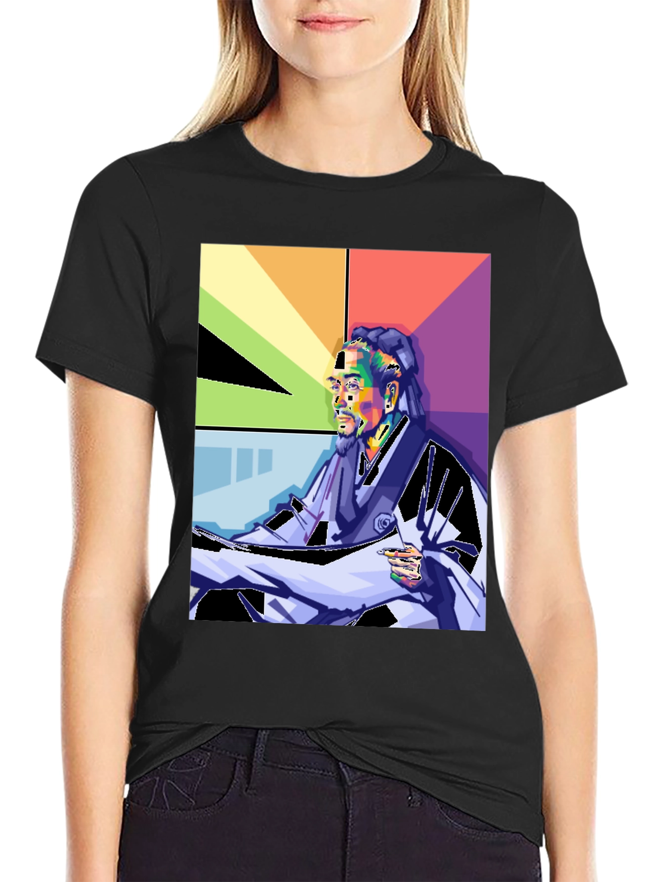 Black Snoop Dogg Pop Art Graphic Print T-Shirt view 2