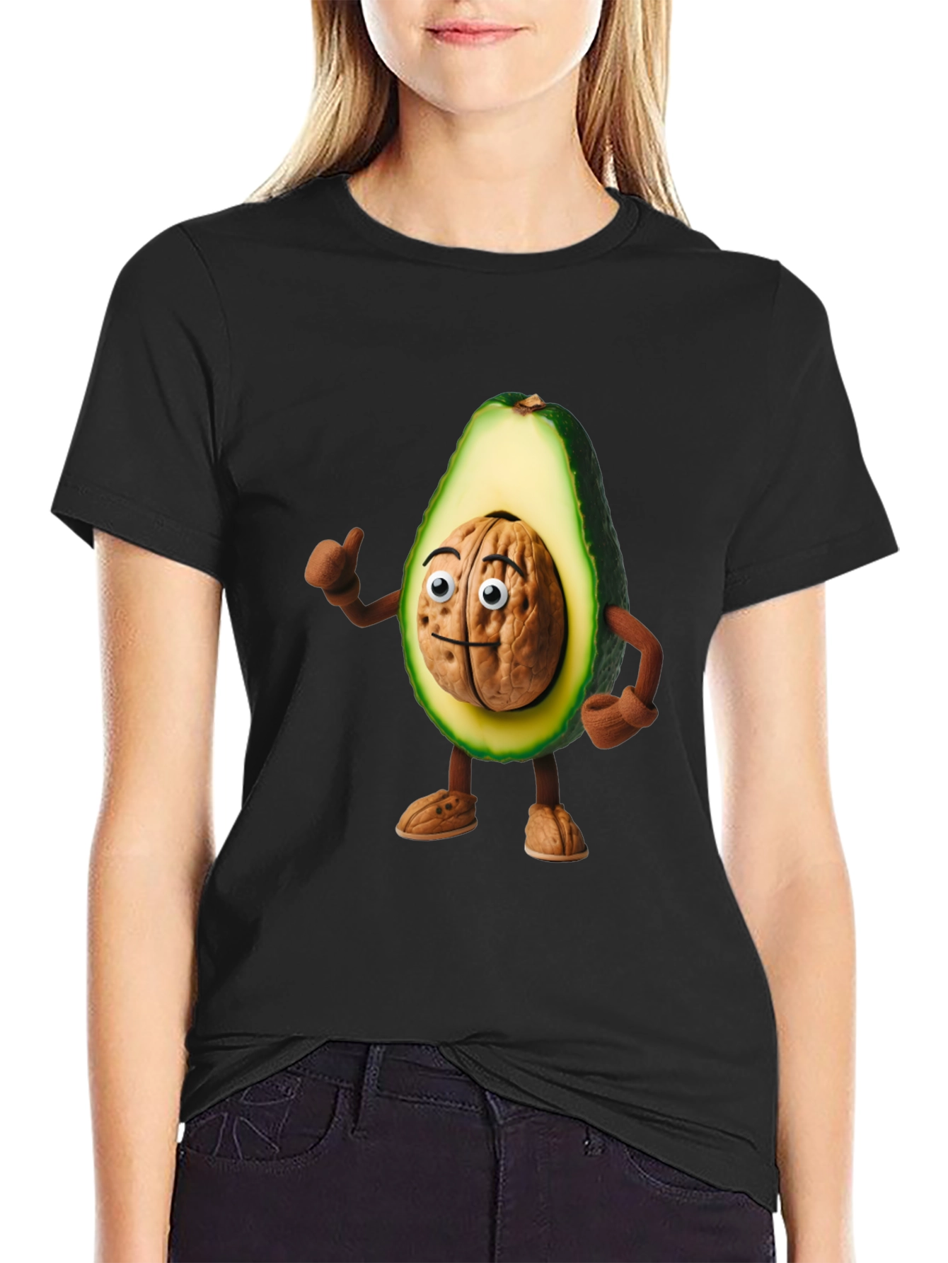 Black Avocado Brain Funny Graphic T-Shirt view 2