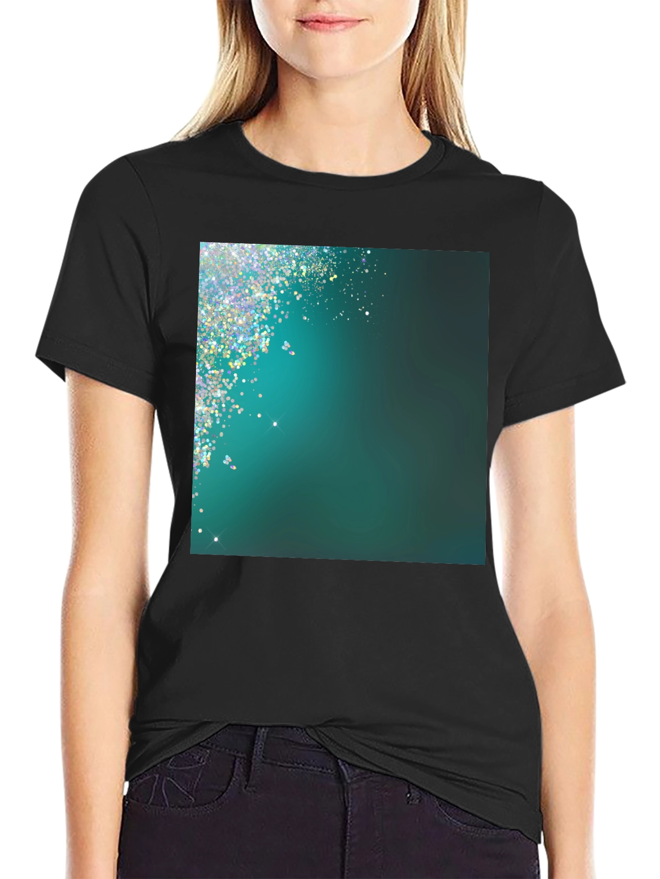 Black Sparkling Gradient Tee view 2
