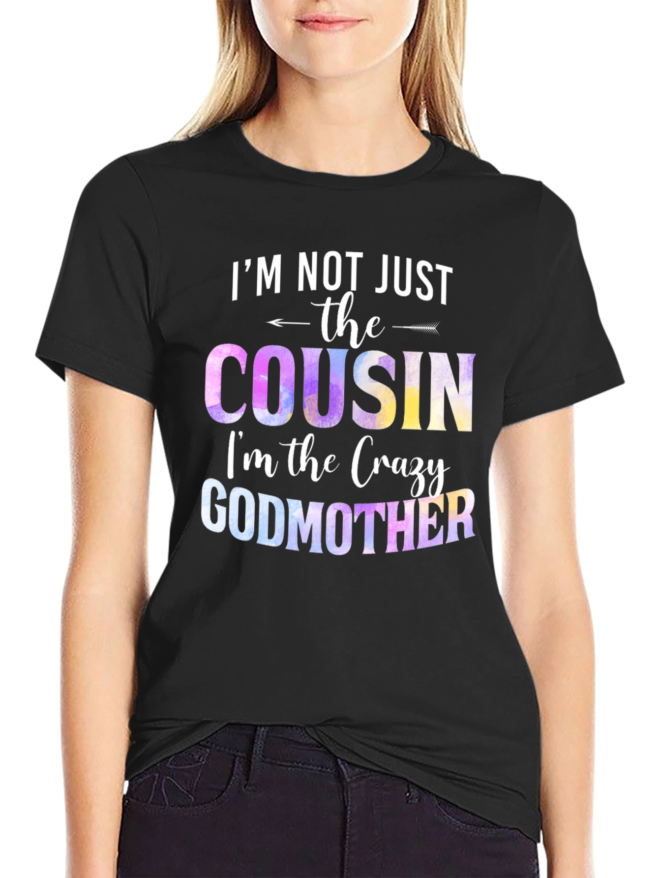 Black Crazy Godmother T-Shirt - Fun Novelty Tee view 2