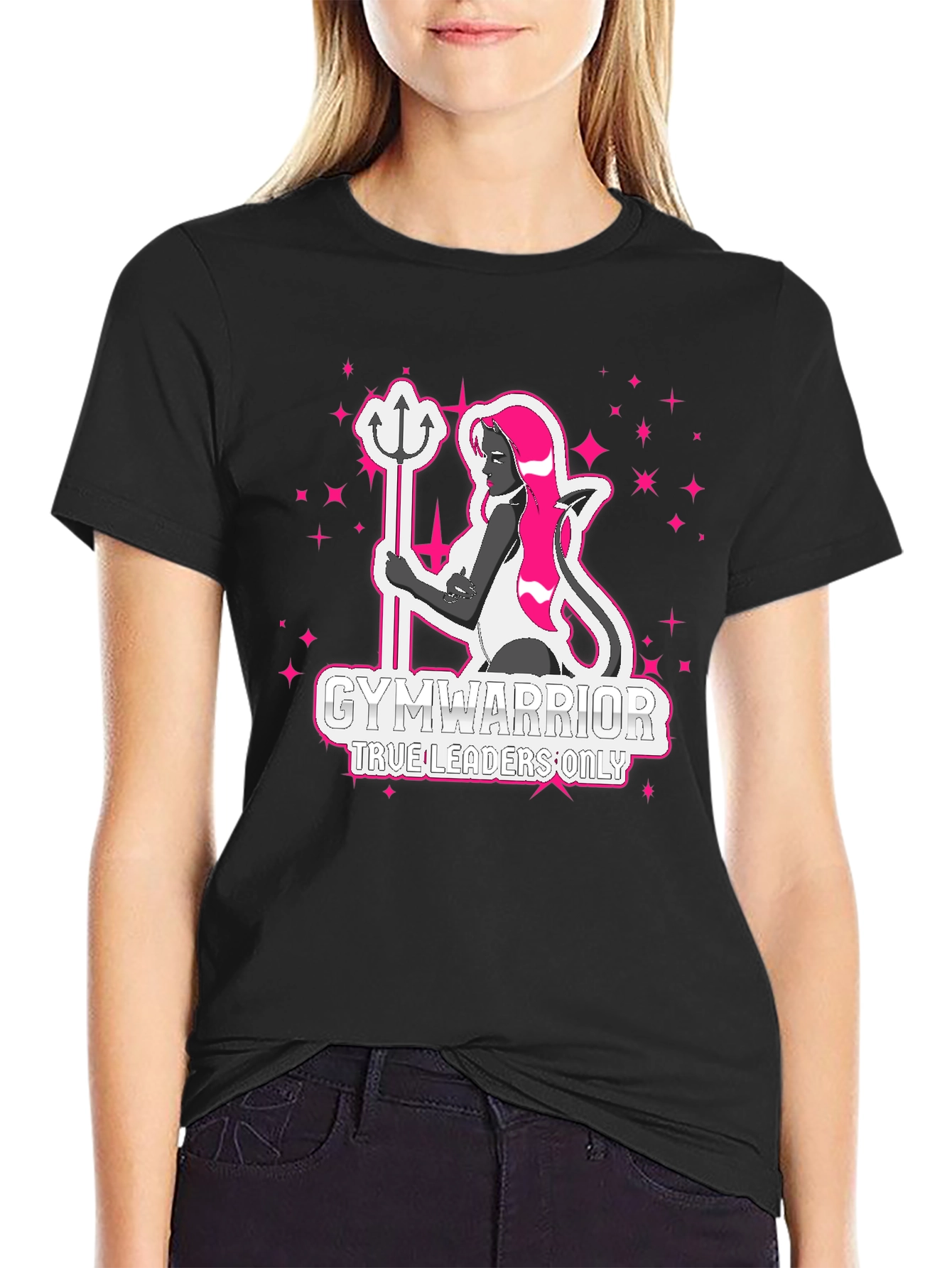 Black GymWarrior T-Shirt - True Leaders Only Devil Design view 2