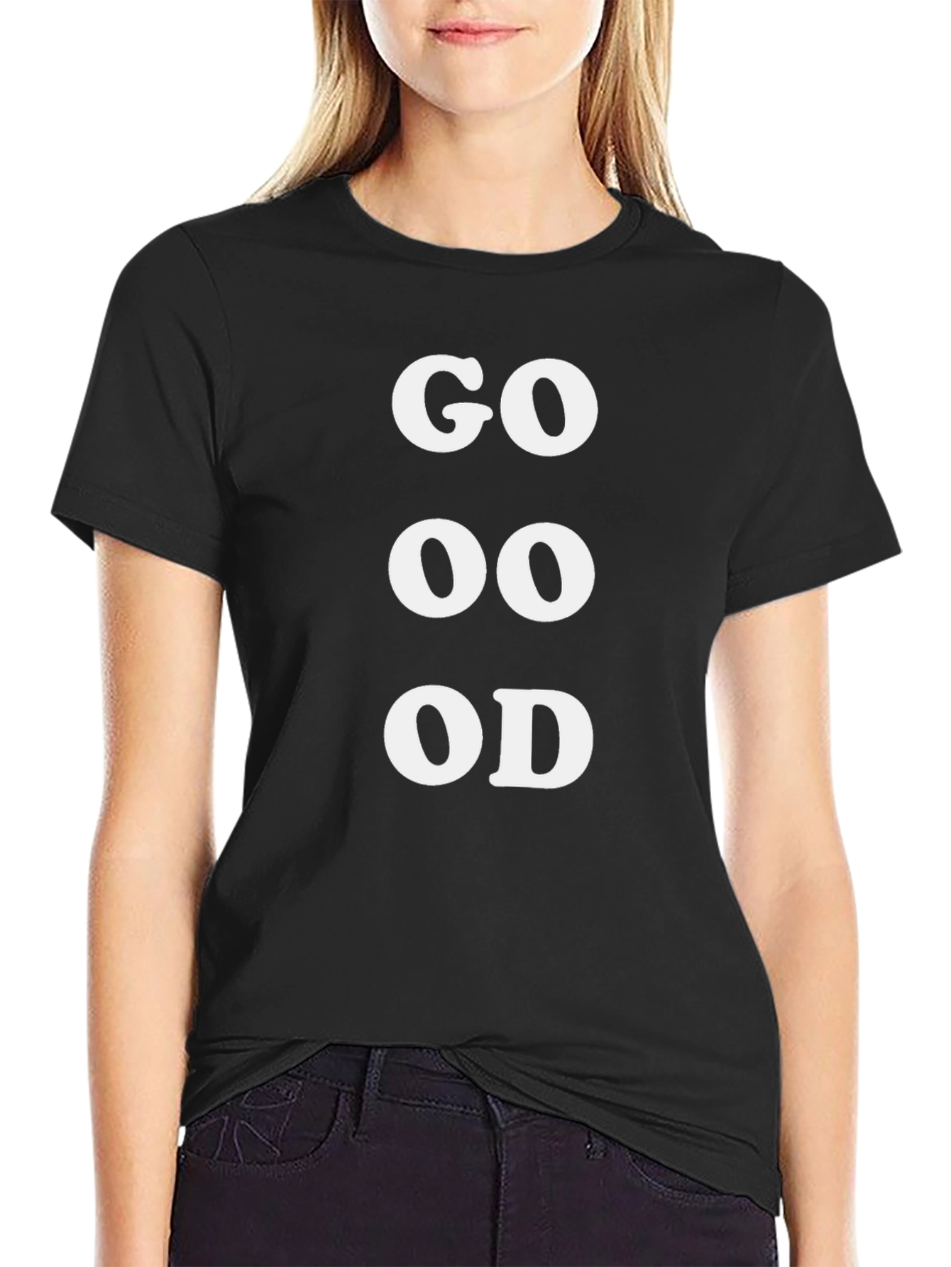 Black Funny 'GO OOD OD' Black Graphic Tee view 2