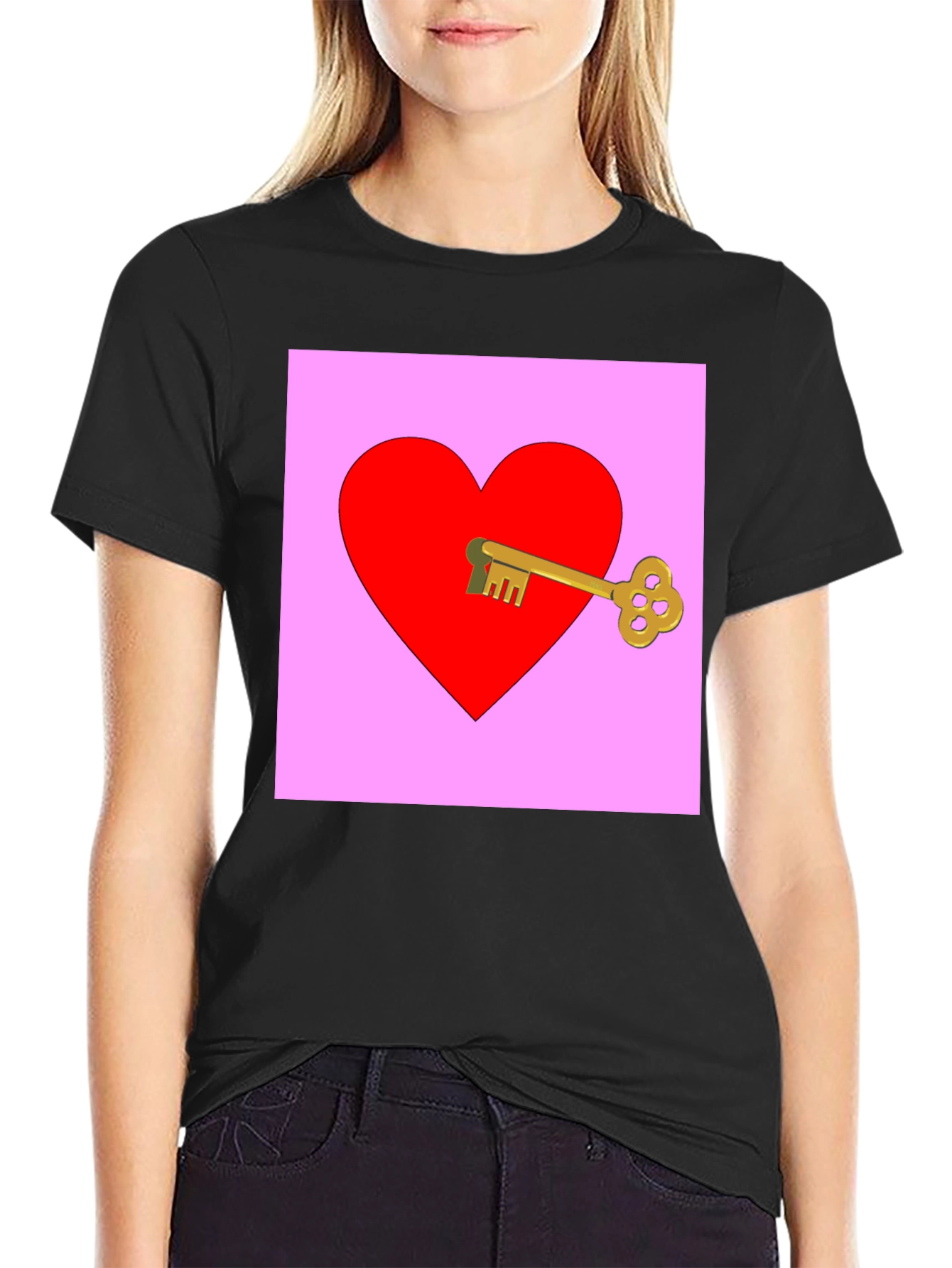 Black Key to My Heart Graphic Tee - Black view 2
