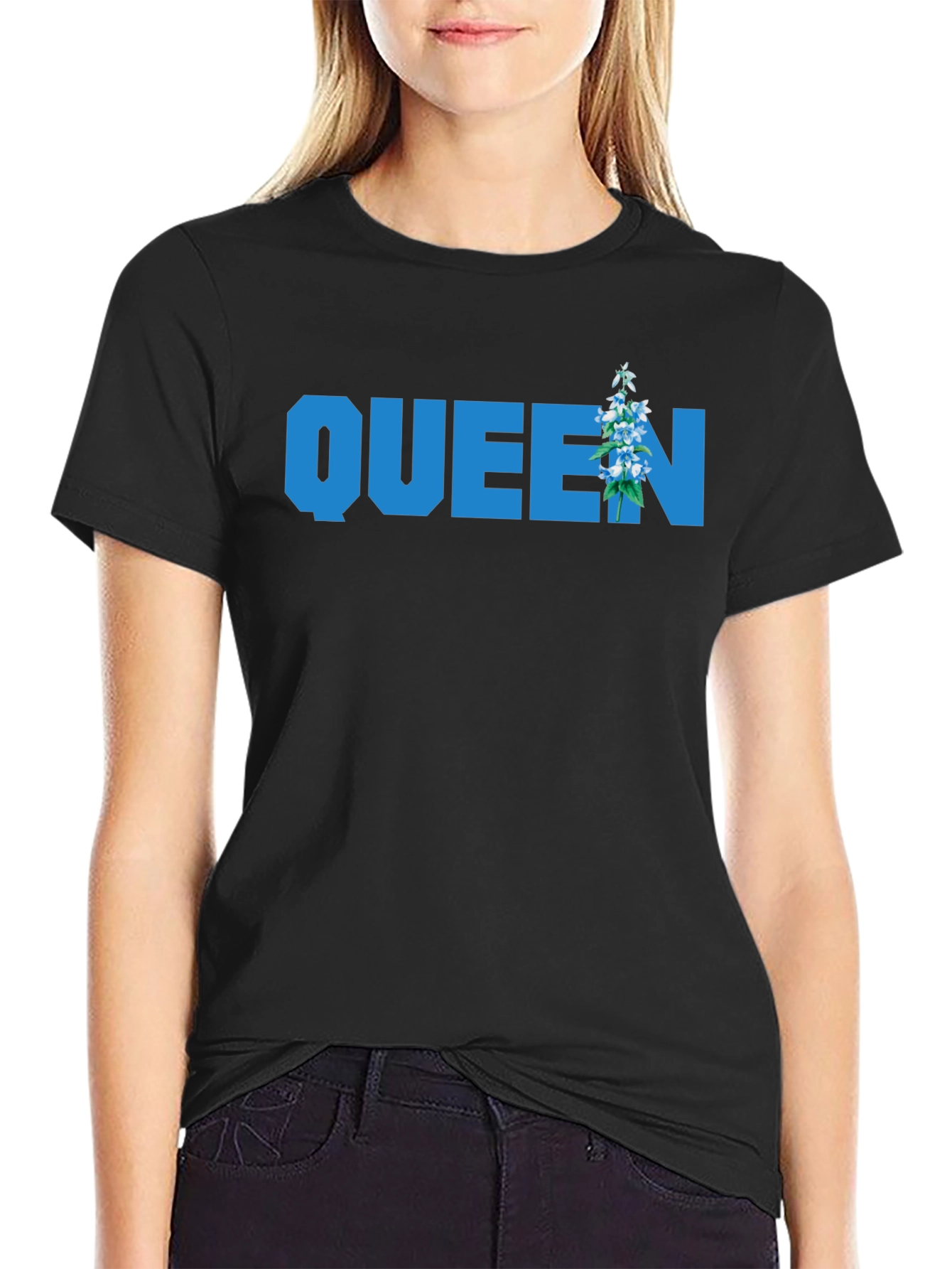 Black Floral Queen Graphic Tee -  Classic Comfort view 2