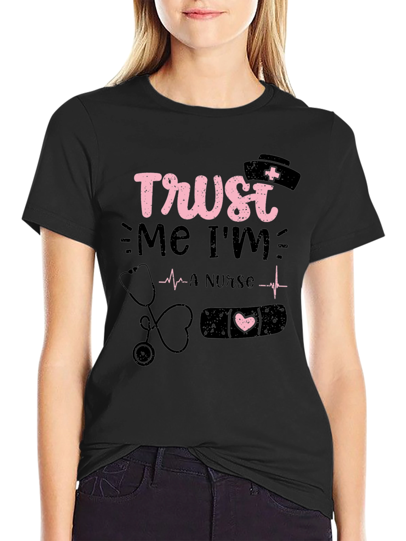 Black Trust Me I'm a Nurse T-Shirt view 2