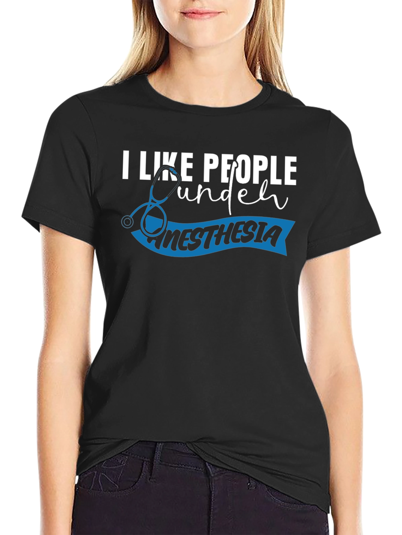 Black Anesthesia Humor T-Shirt for Medical Professionals view 2