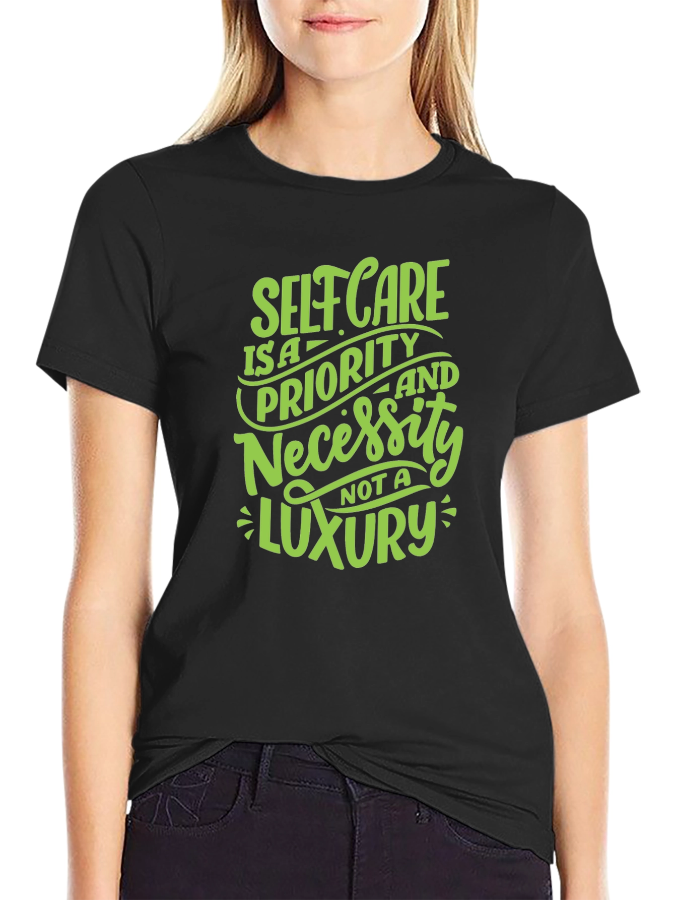 Black Self Care Priority Tee - Black Cotton Blend view 2
