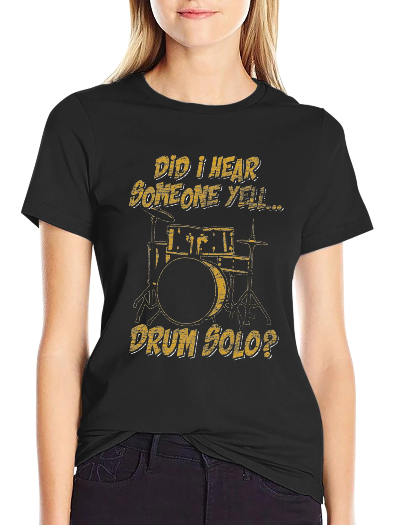 Black Drum Solo T-Shirt - Musician Humor Tee view 2