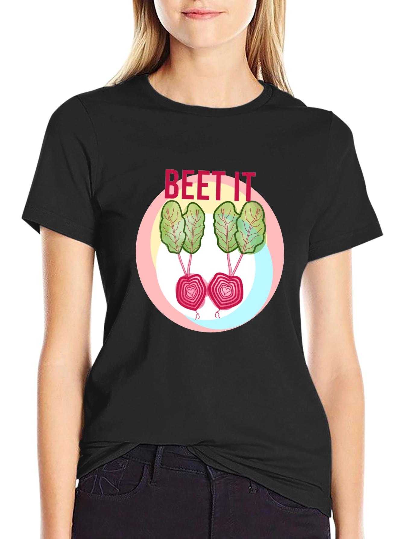 Black Beet It Graphic T-Shirt - Funny Vegetable Pun Tee view 2
