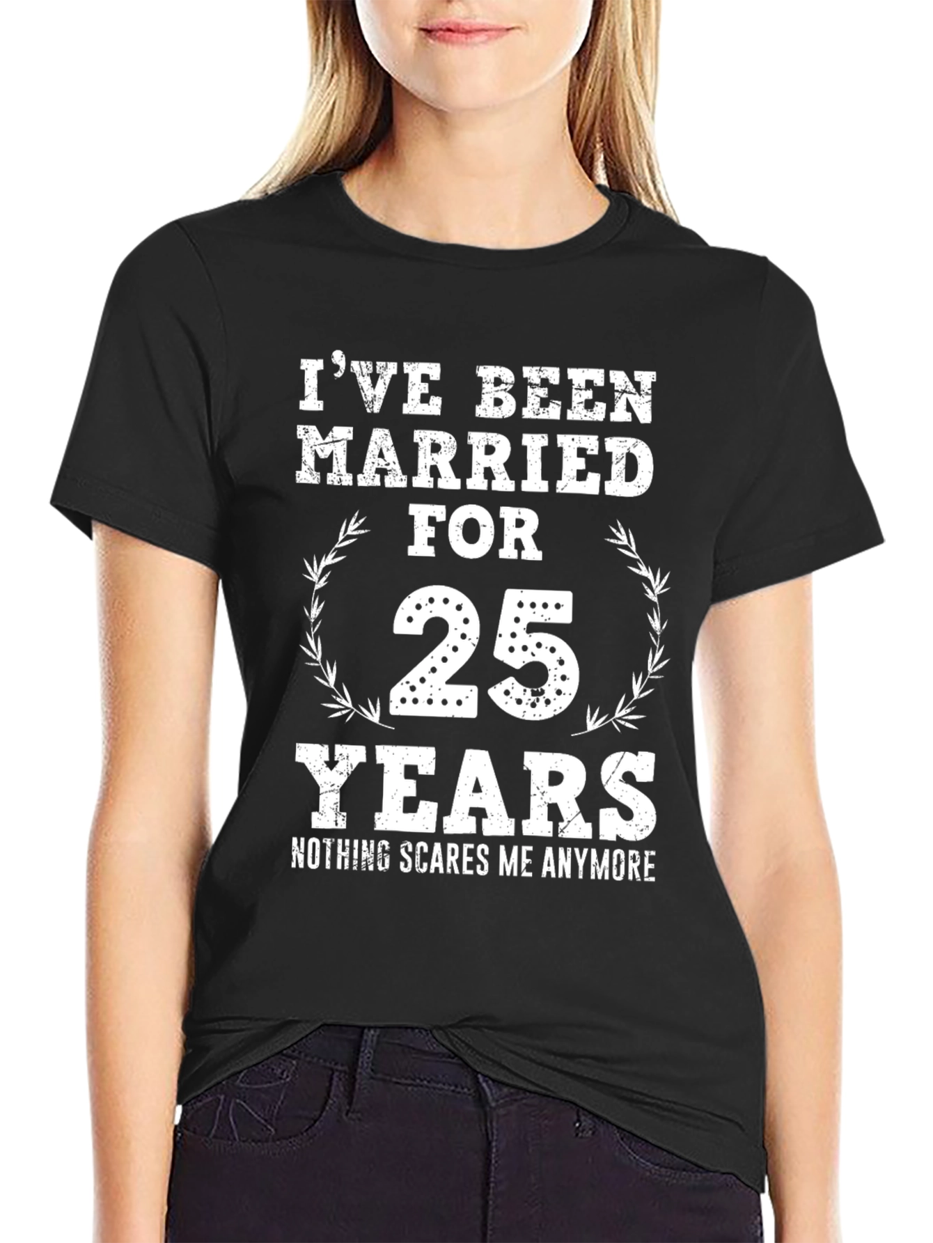 Black Married 25 Years Funny Graphic Tee view 2
