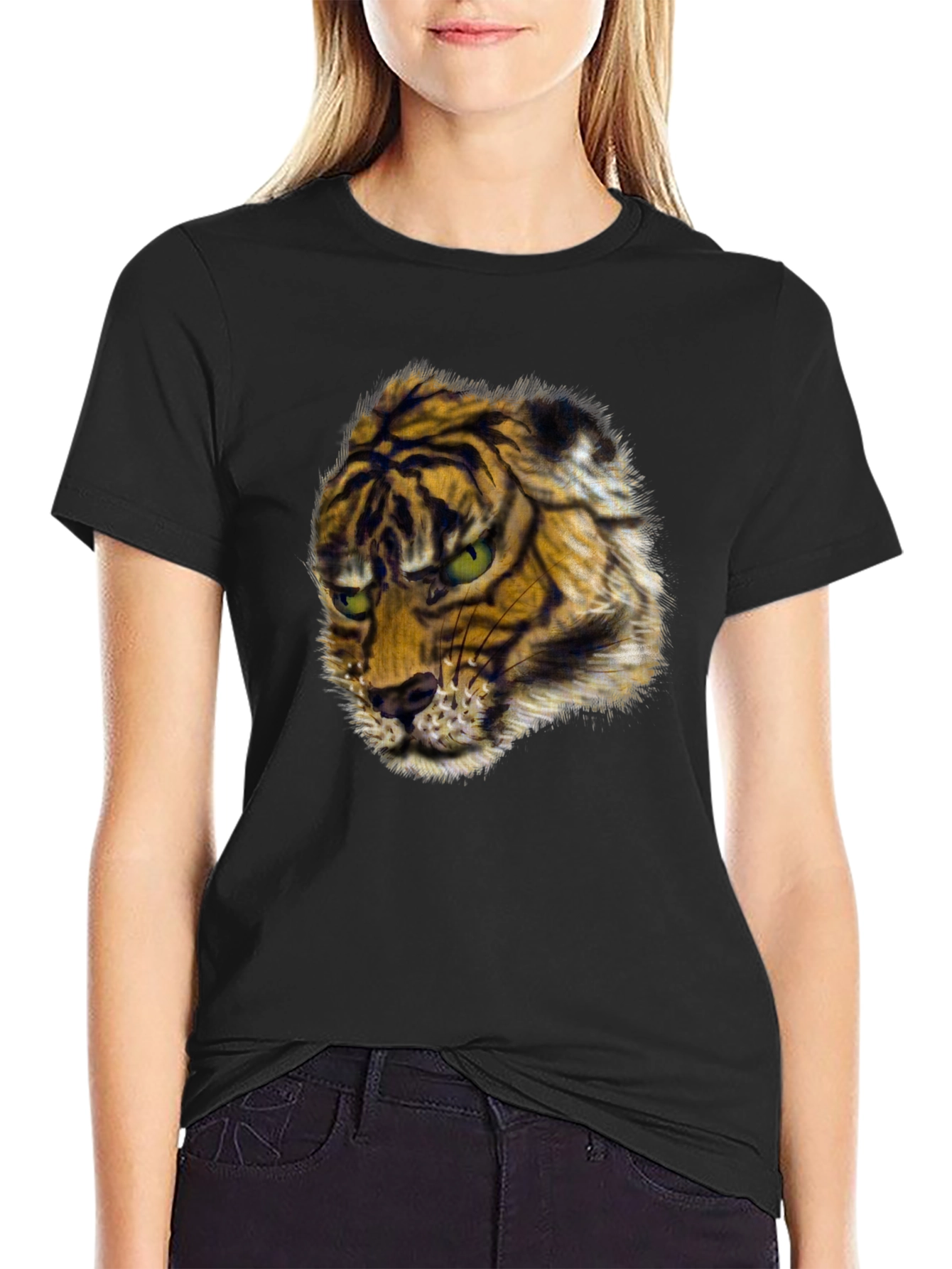 Black Men's Black Tiger Graphic Tee view 2